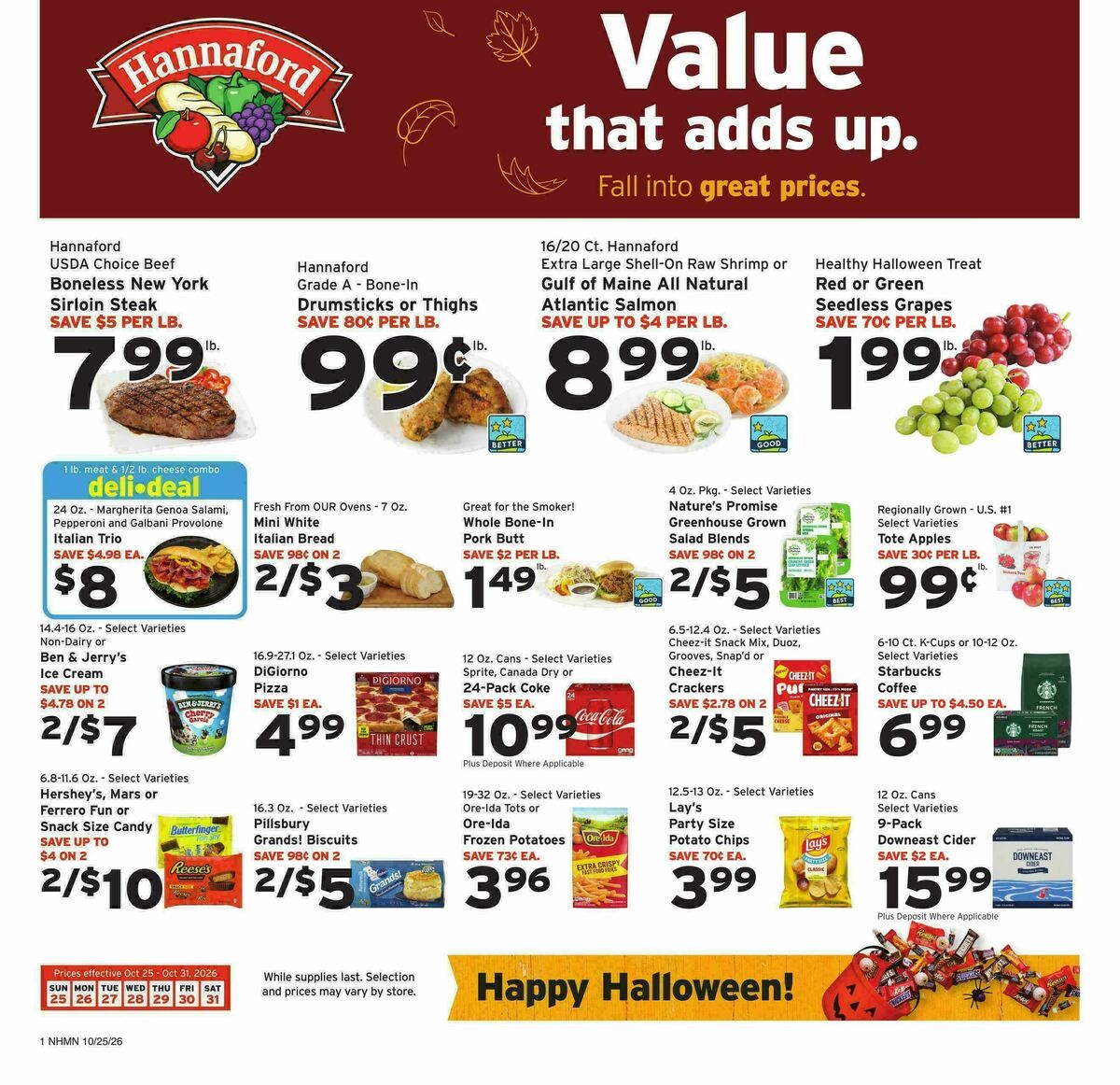 Hannaford Weekly Ad from October 25