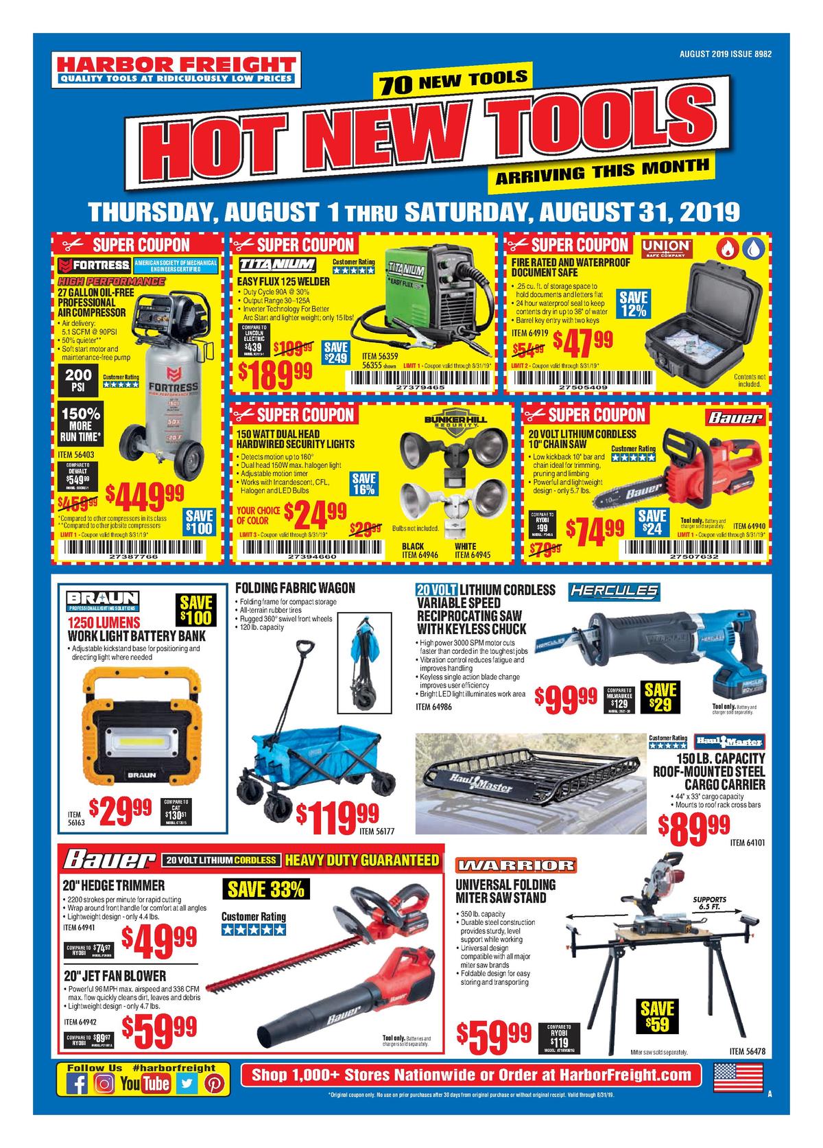 Harbor Freight Tools Weekly Ad from August 1