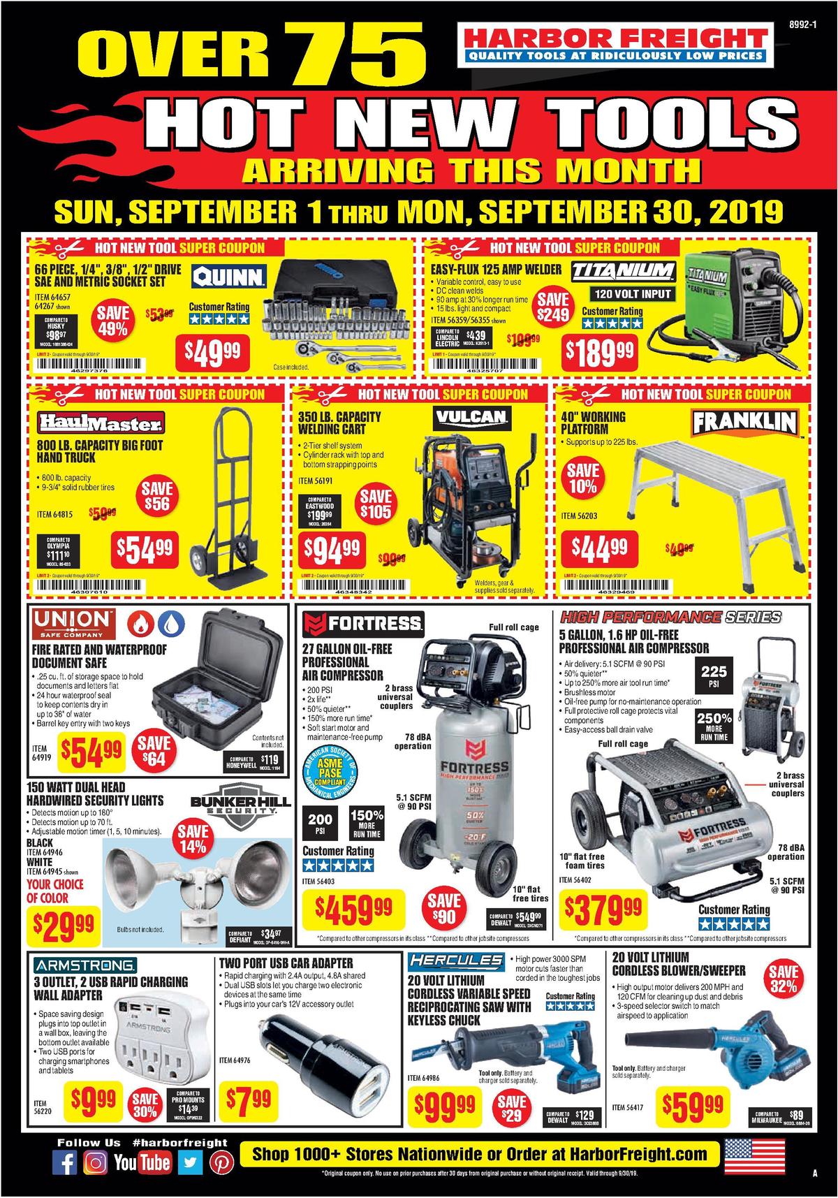 Harbor Freight Tools Weekly Ad from September 1