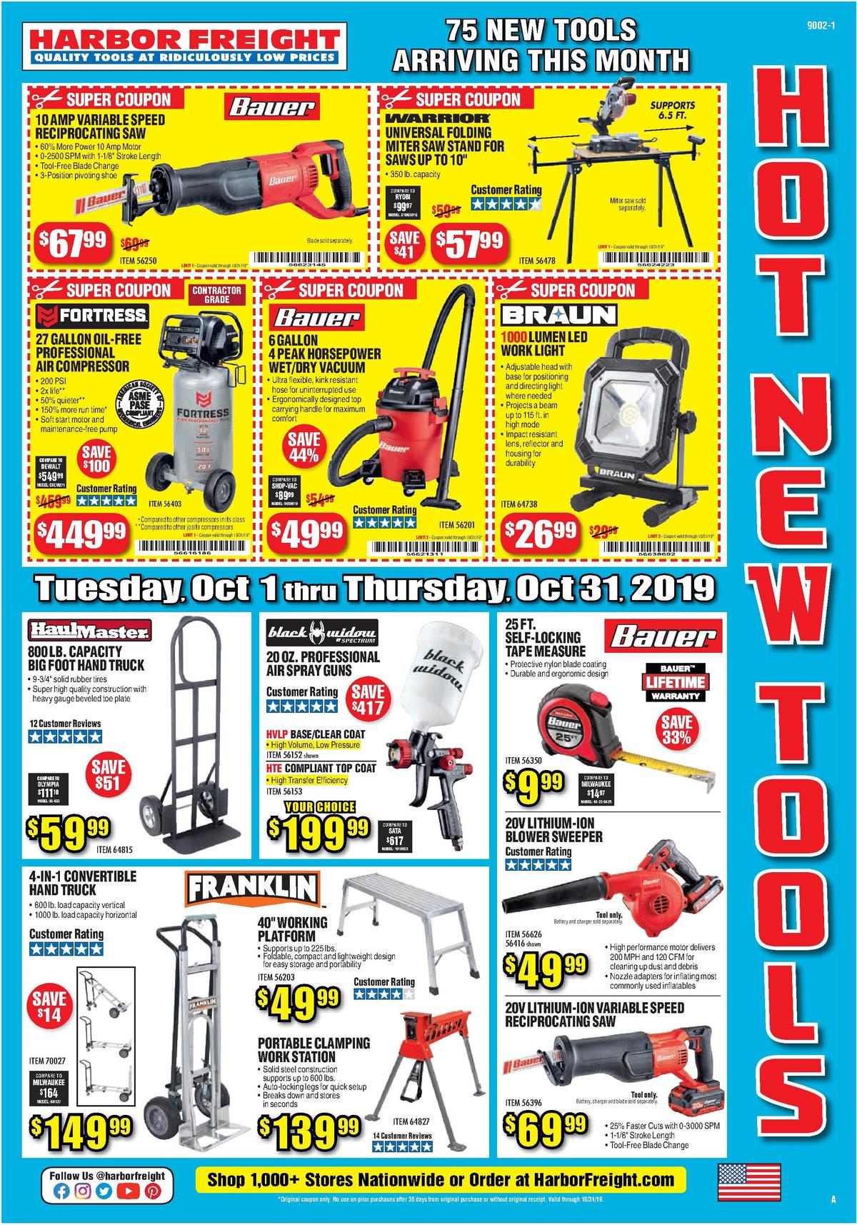 Harbor Freight Tools Weekly Ad from October 1