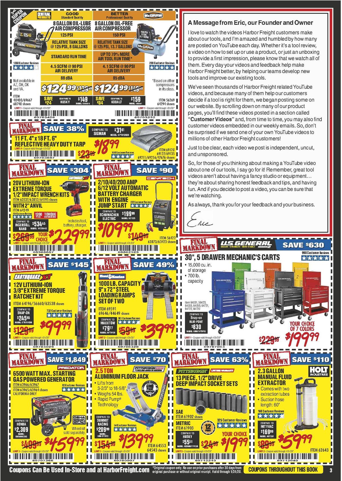 Harbor Freight Tools Weekly Ad from January 1