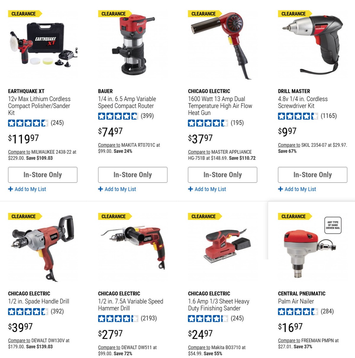 Harbor Freight Tools Closeout Specials Weekly Ad from March 8