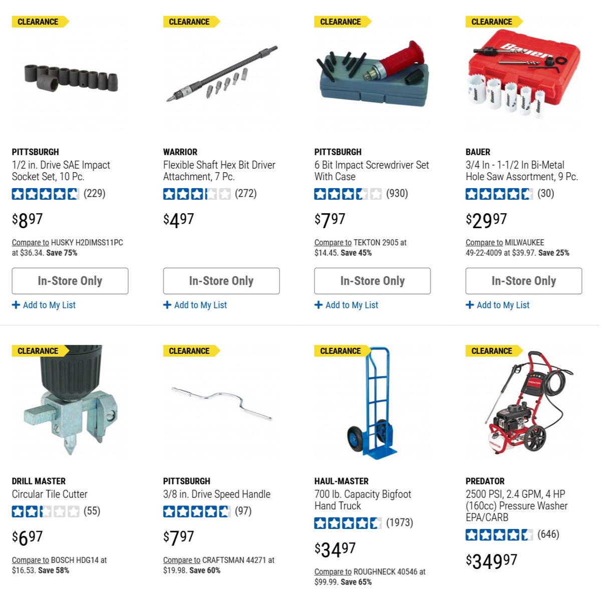 Harbor Freight Tools Closeout Specials Weekly Ad from March 8