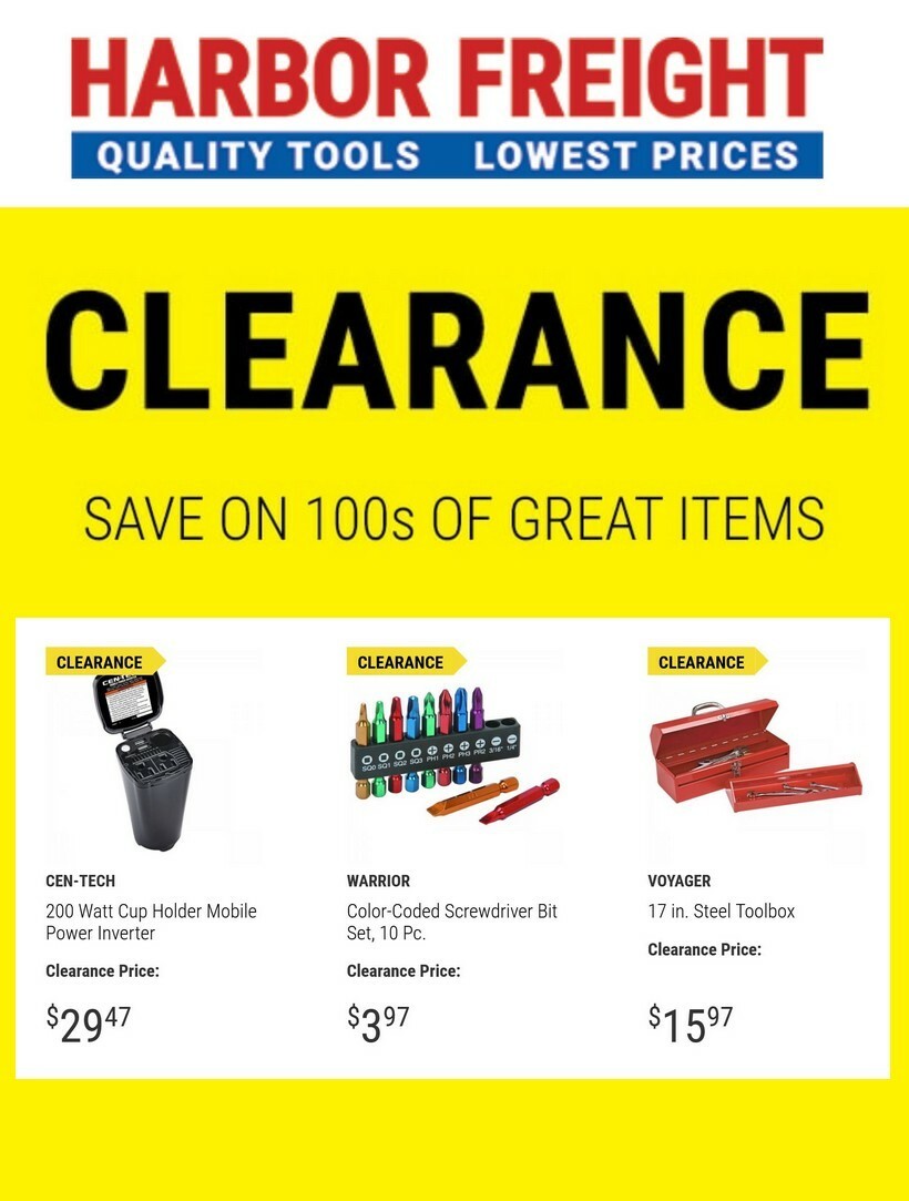 Harbor Freight Tools Clearance Weekly Ad from August 24