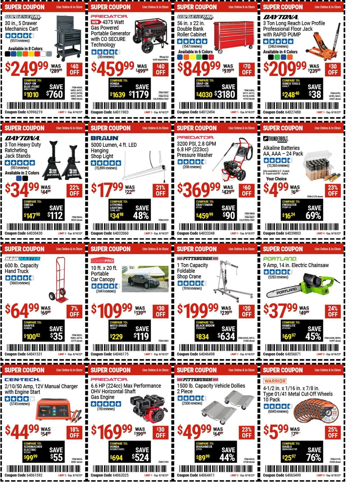 Harbor Freight Tools Weekly Ad from August 4