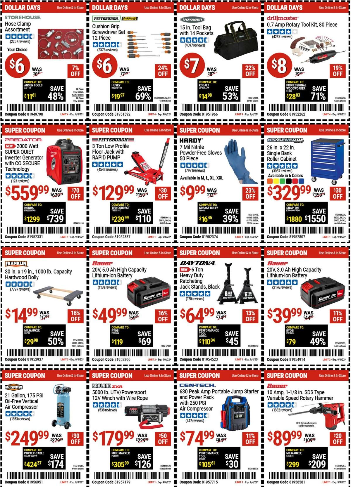 Harbor Freight Tools Weekly Ad from August 22