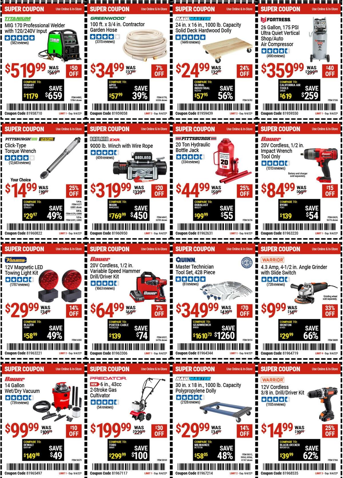 Harbor Freight Tools Weekly Ad from August 22