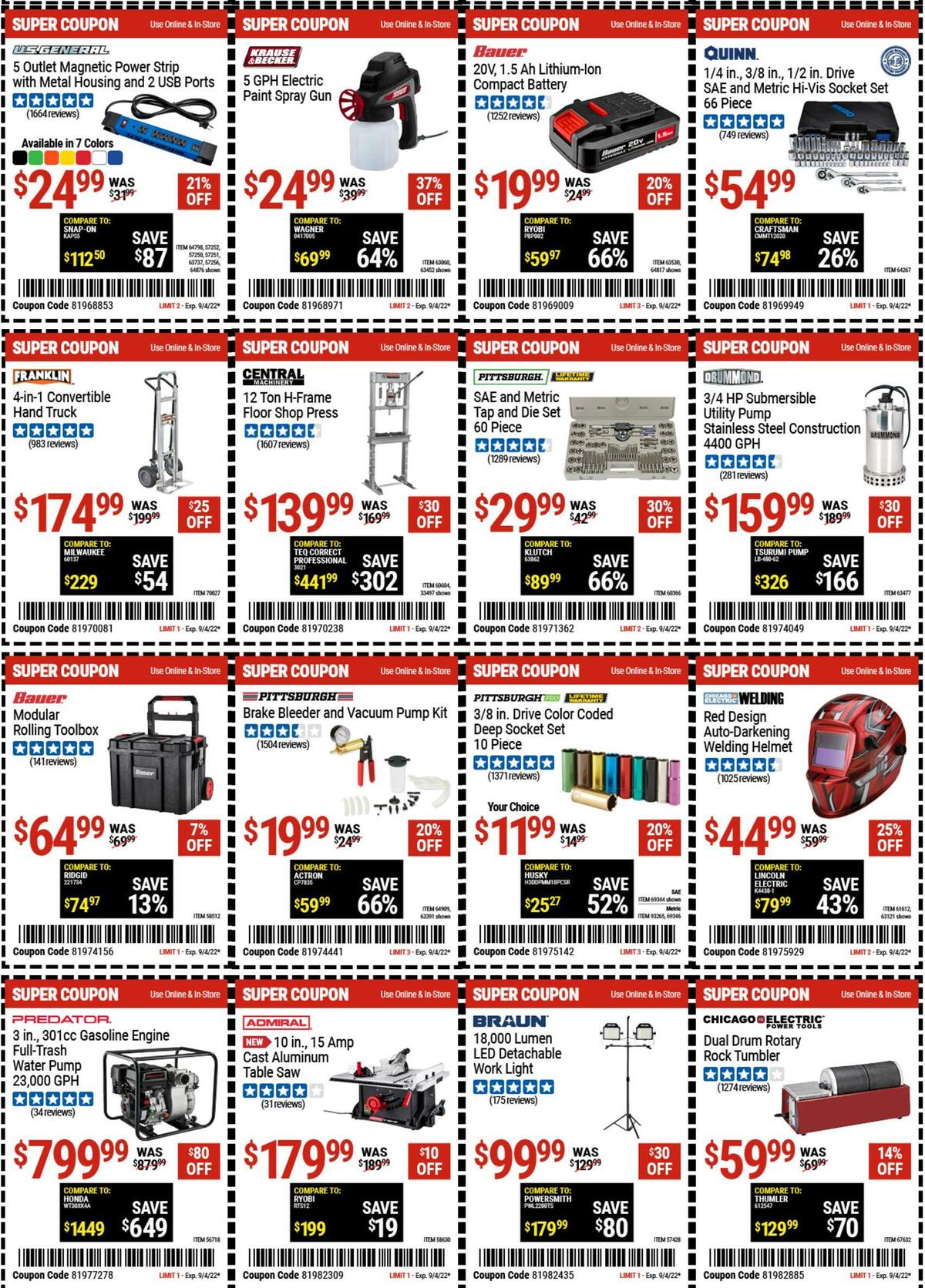 Harbor Freight Tools Weekly Ad from August 22