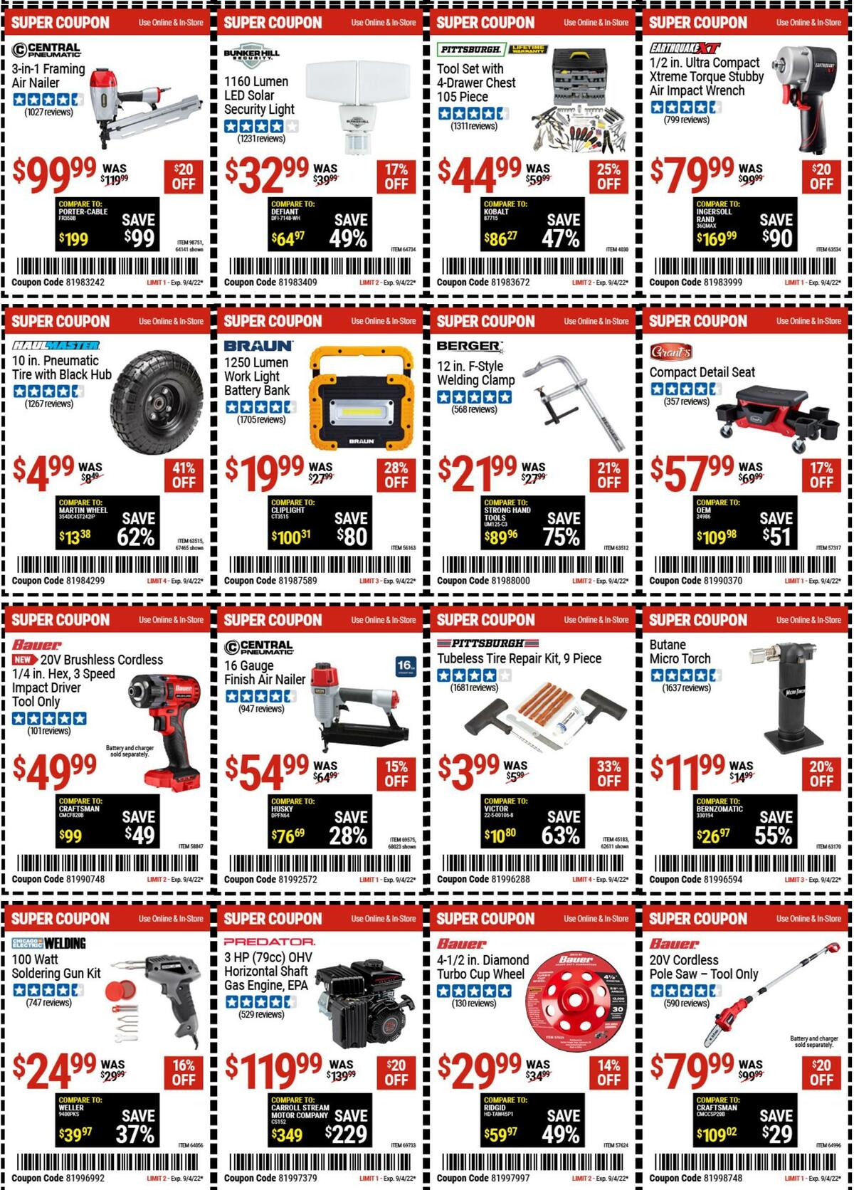 Harbor Freight Tools Weekly Ad from August 22