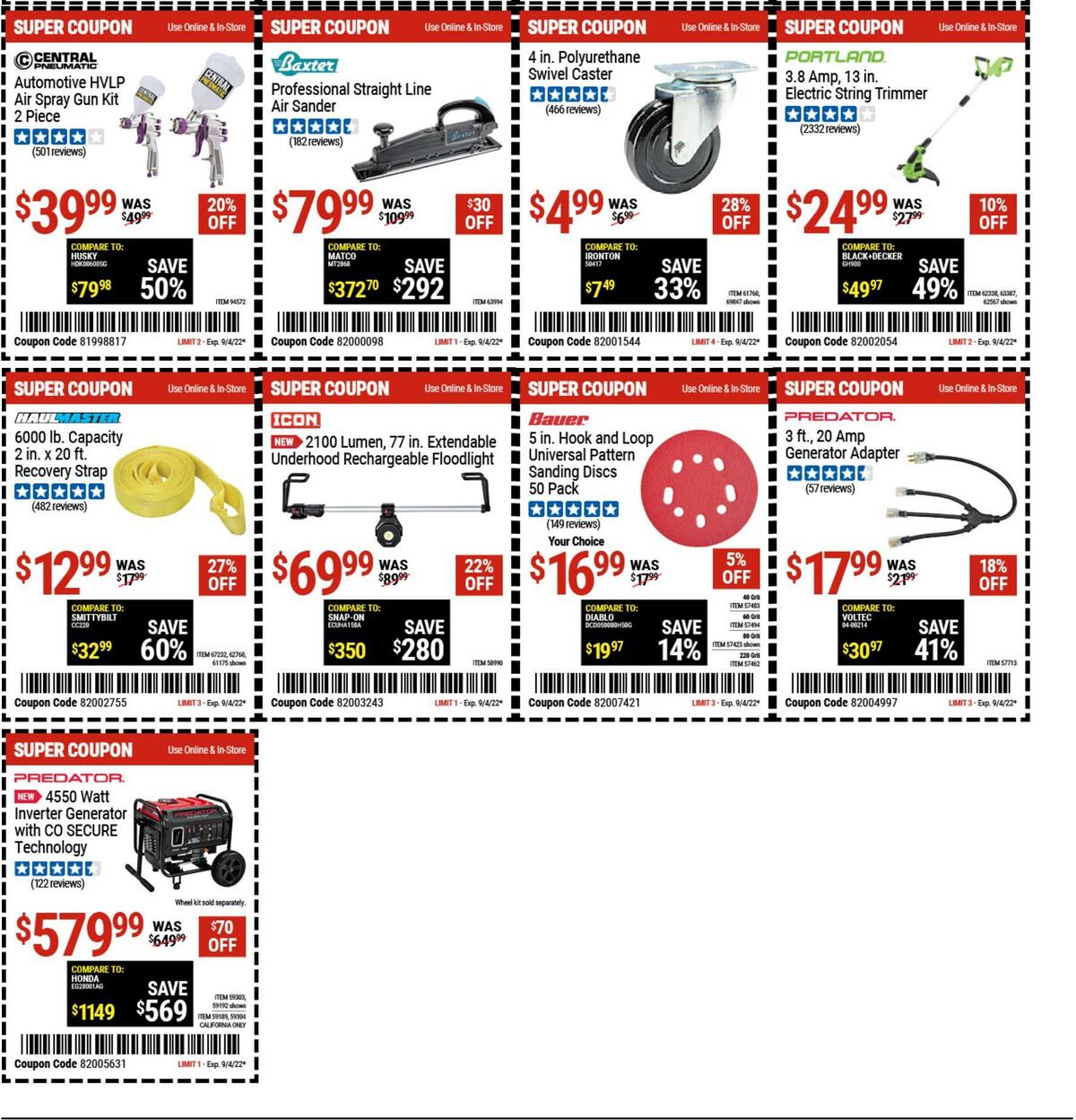 Harbor Freight Tools Weekly Ad from August 22