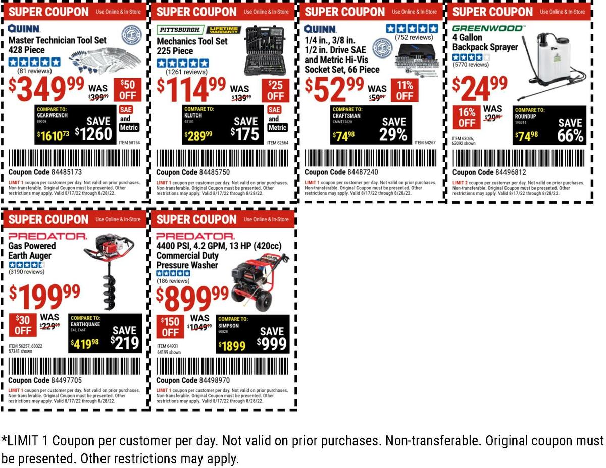 Harbor Freight Tools Weekly Ad from August 22