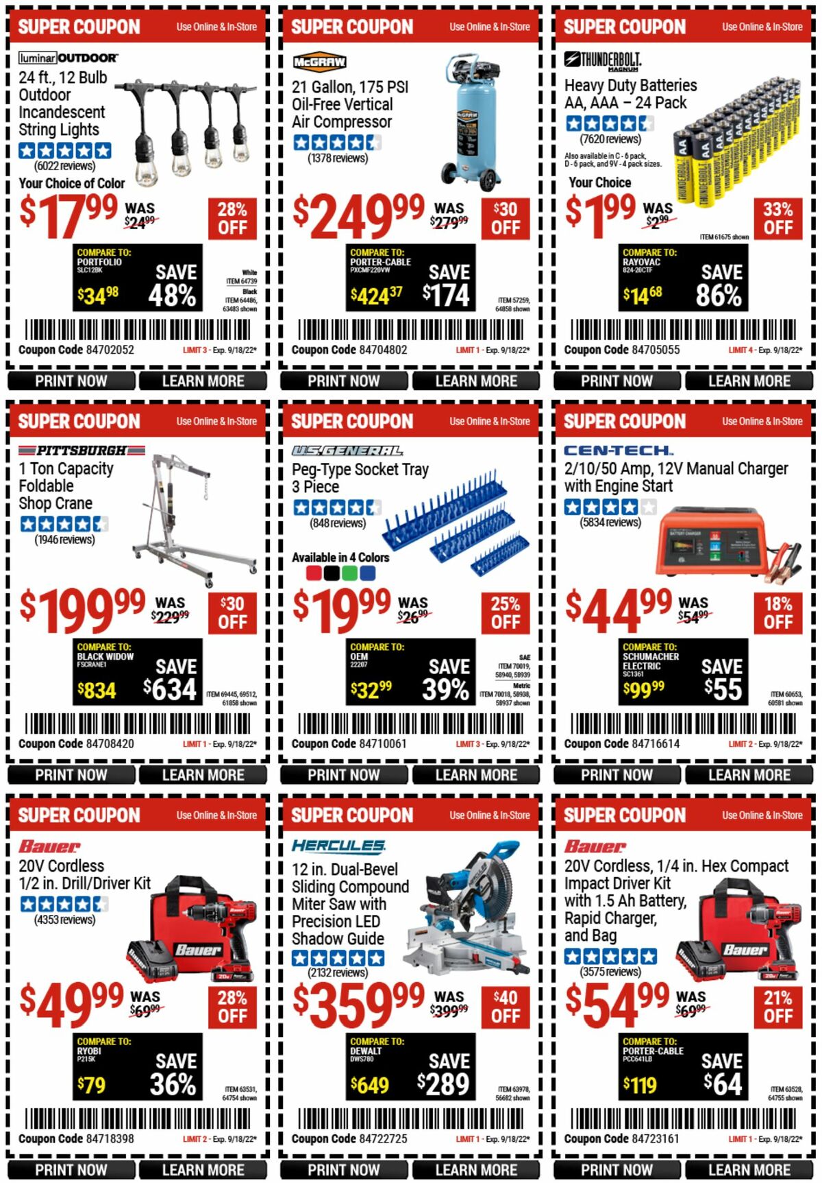 Harbor Freight Tools Weekly Ad from September 10