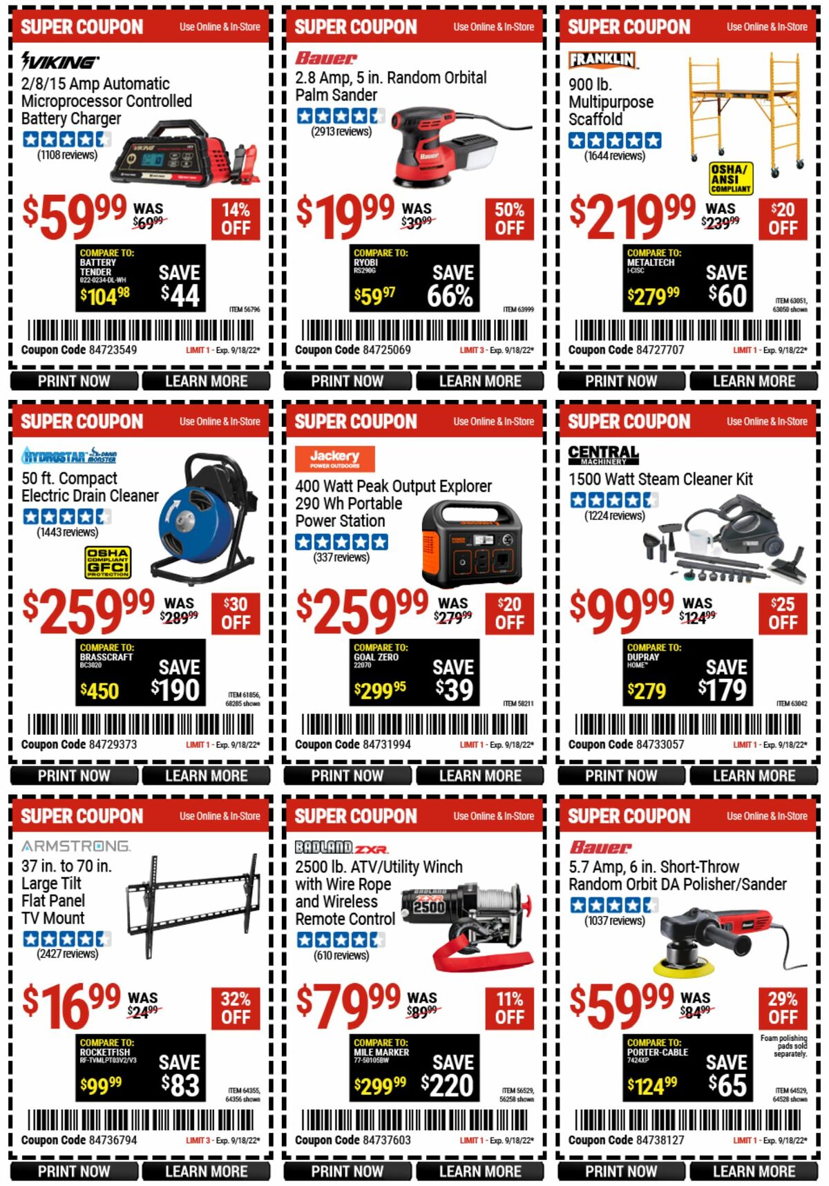 Harbor Freight Tools Weekly Ad from September 10