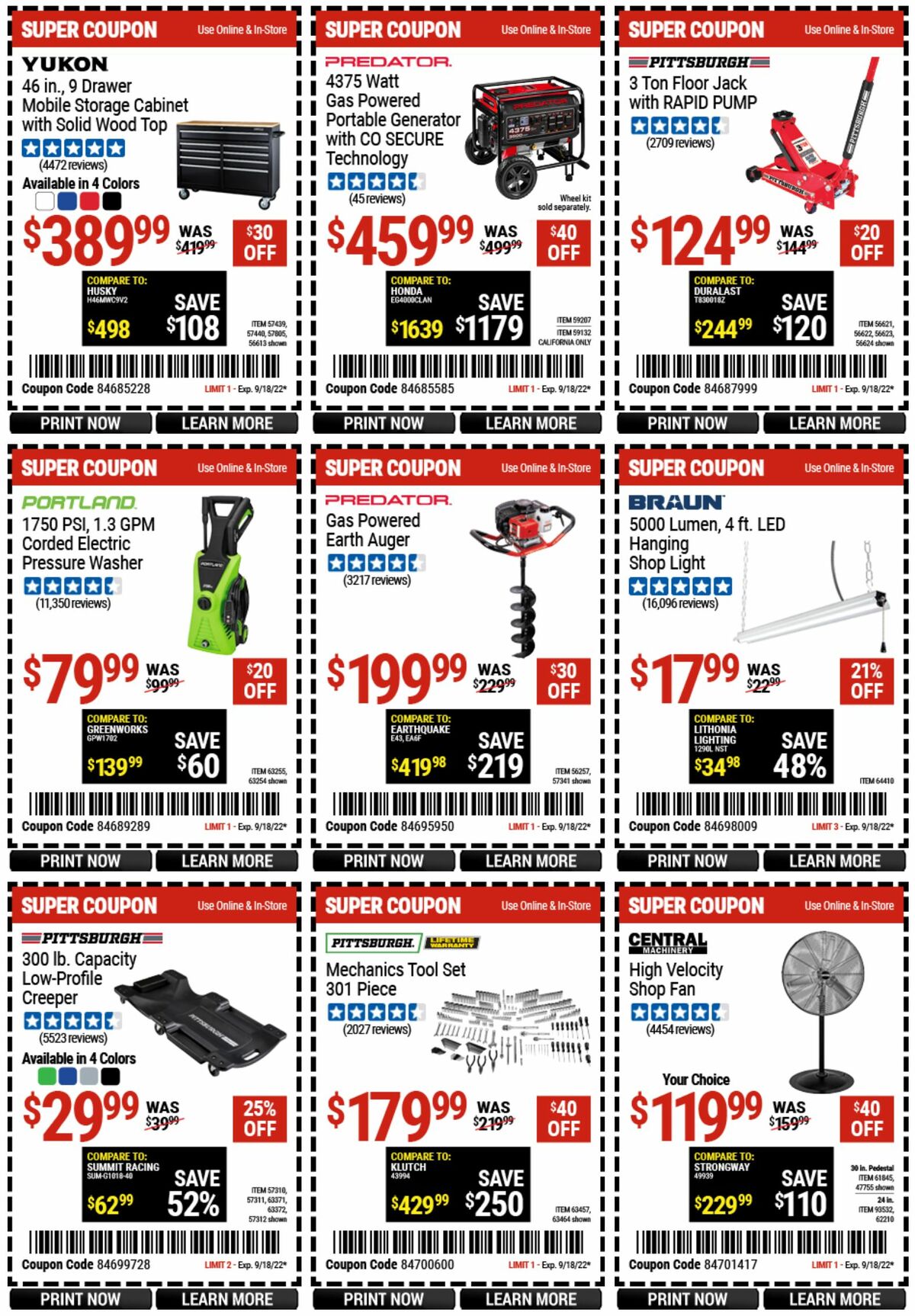 Harbor Freight Tools Weekly Ad from September 10