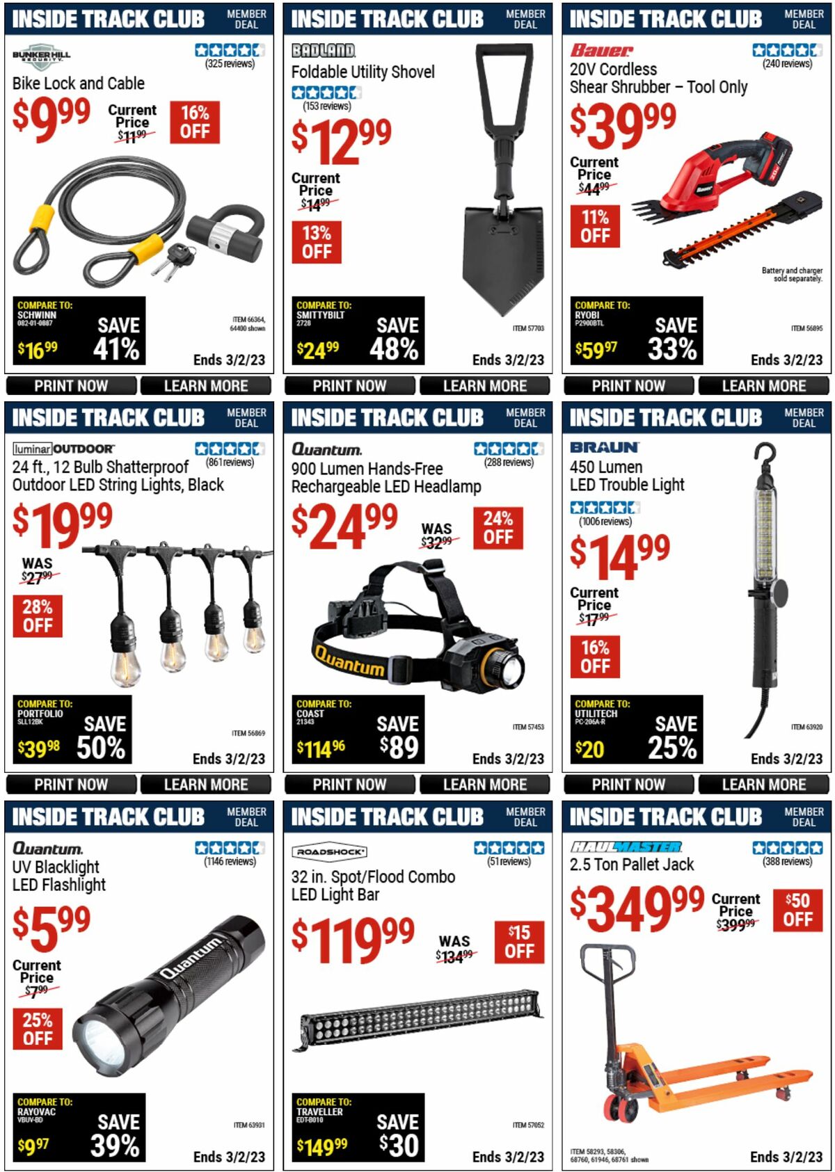 Harbor Freight Tools Inside Track Club Member Deals Weekly Ad from February 5