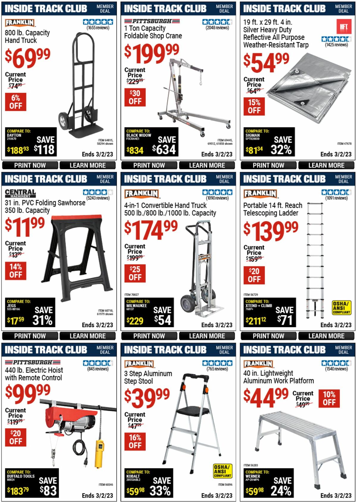 Harbor Freight Tools Inside Track Club Member Deals Weekly Ad from February 5