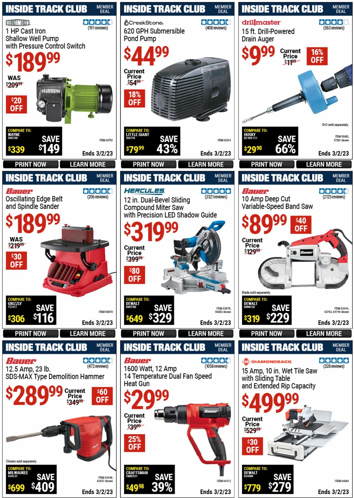 Harbor Freight Tools Inside Track Club Member Deals Weekly Ad from February 5