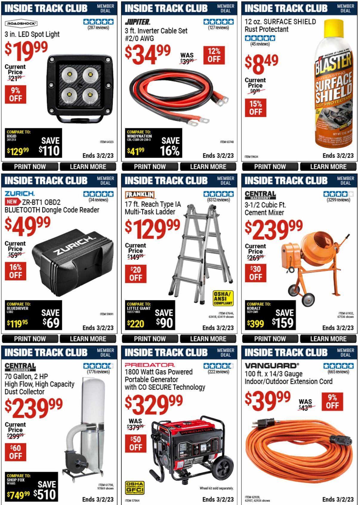 Harbor Freight Tools Inside Track Club Member Deals Weekly Ad from February 5