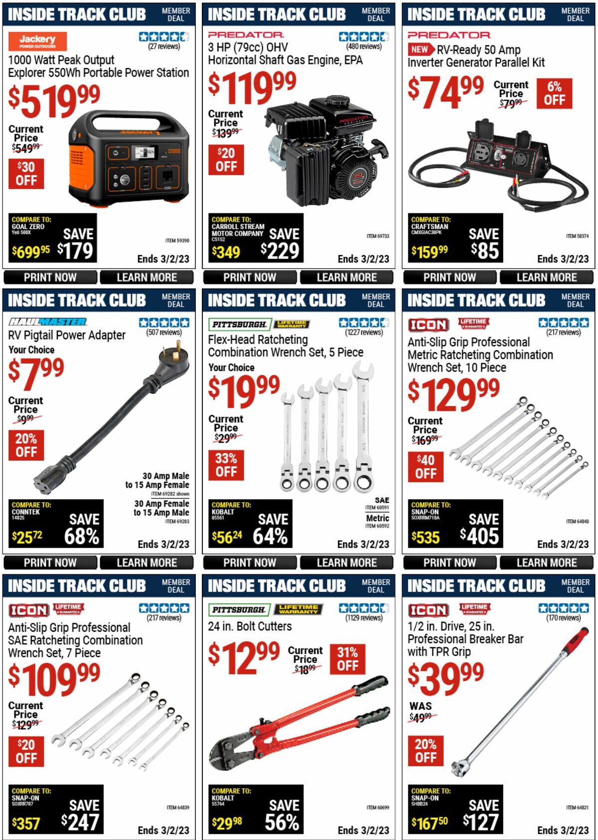 Harbor Freight Tools Inside Track Club Member Deals Weekly Ad from February 5