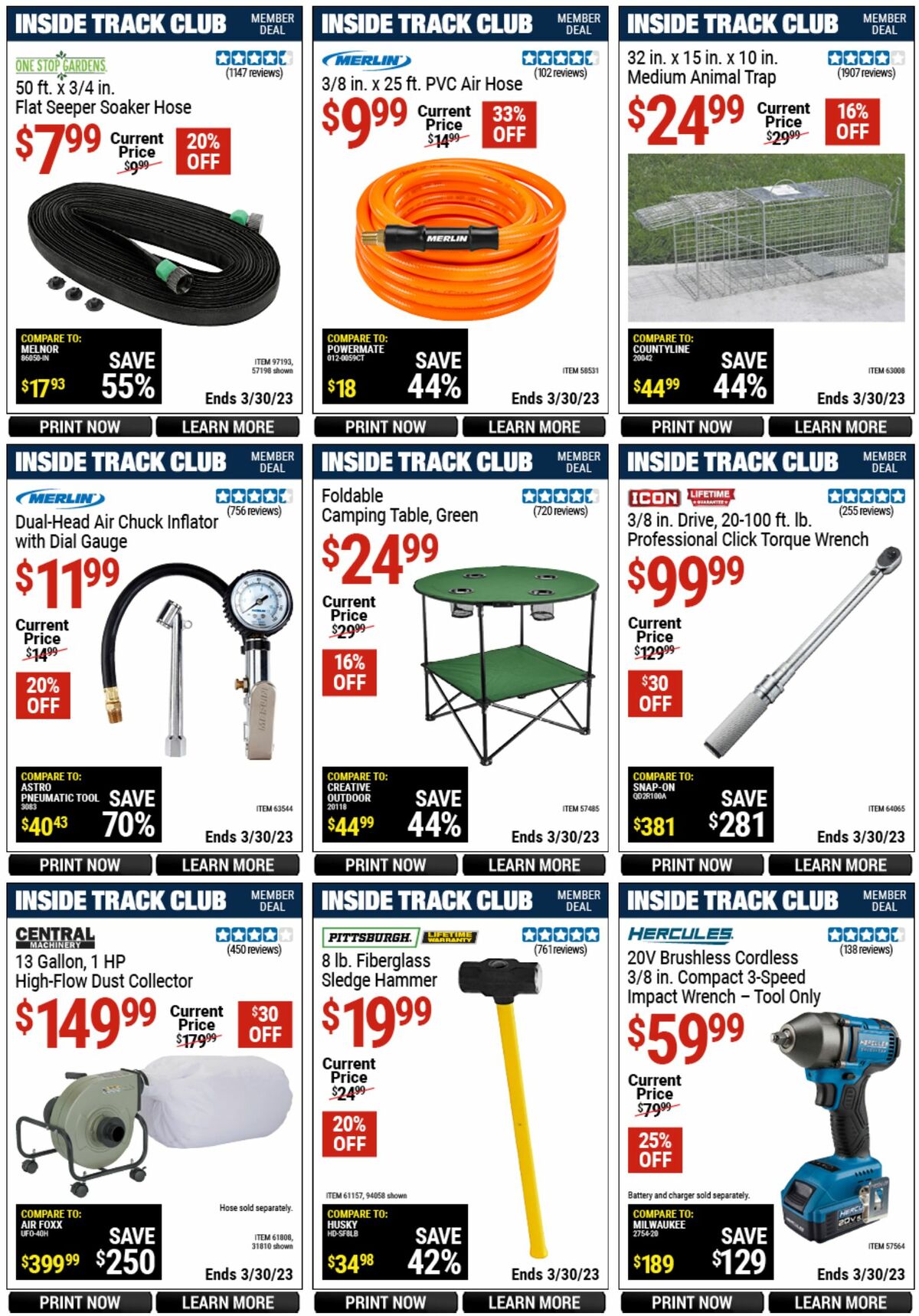 Harbor Freight Tools Inside Track Club Member Deals Weekly Ad from March 12