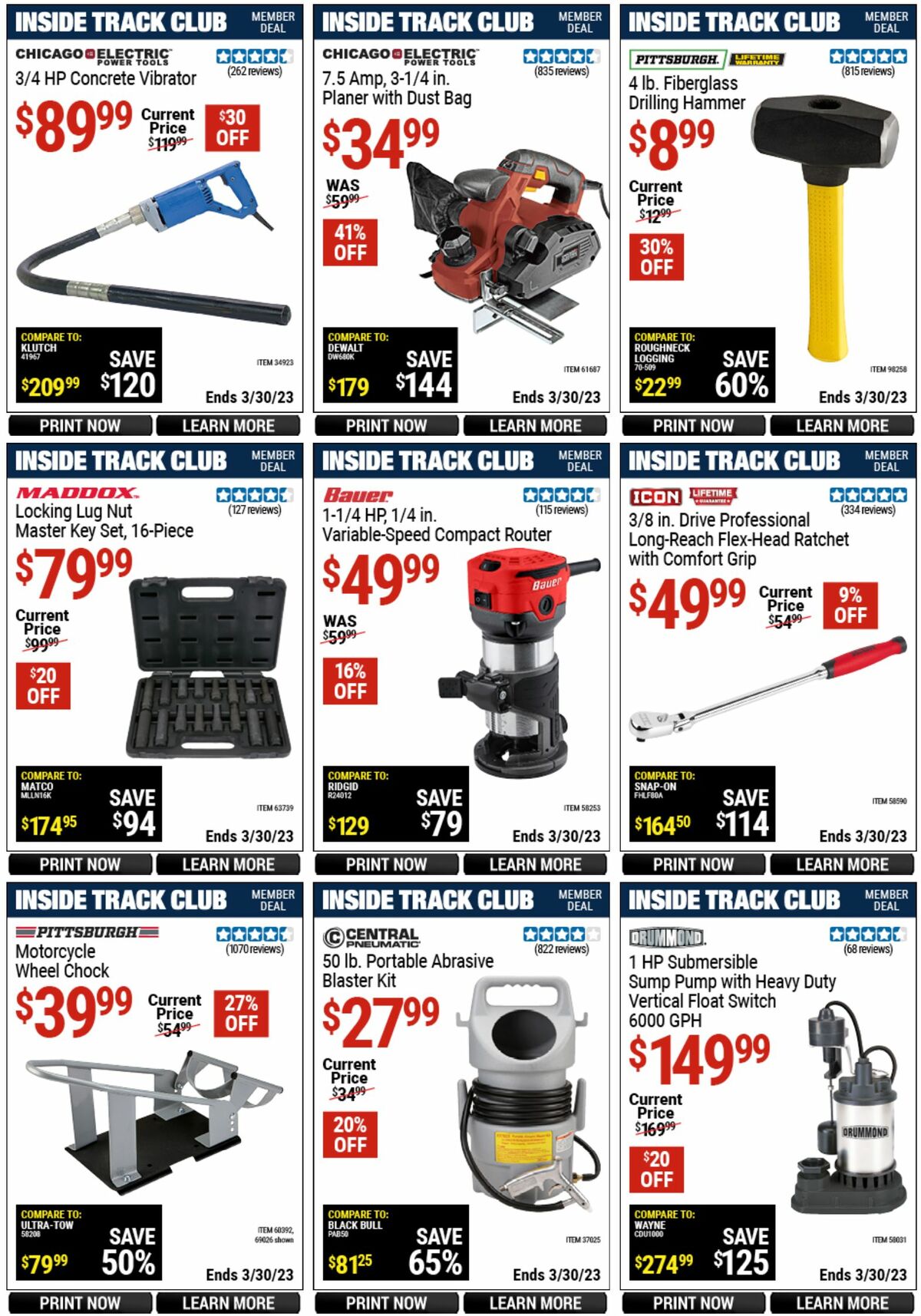 Harbor Freight Tools Inside Track Club Member Deals Weekly Ad from March 12