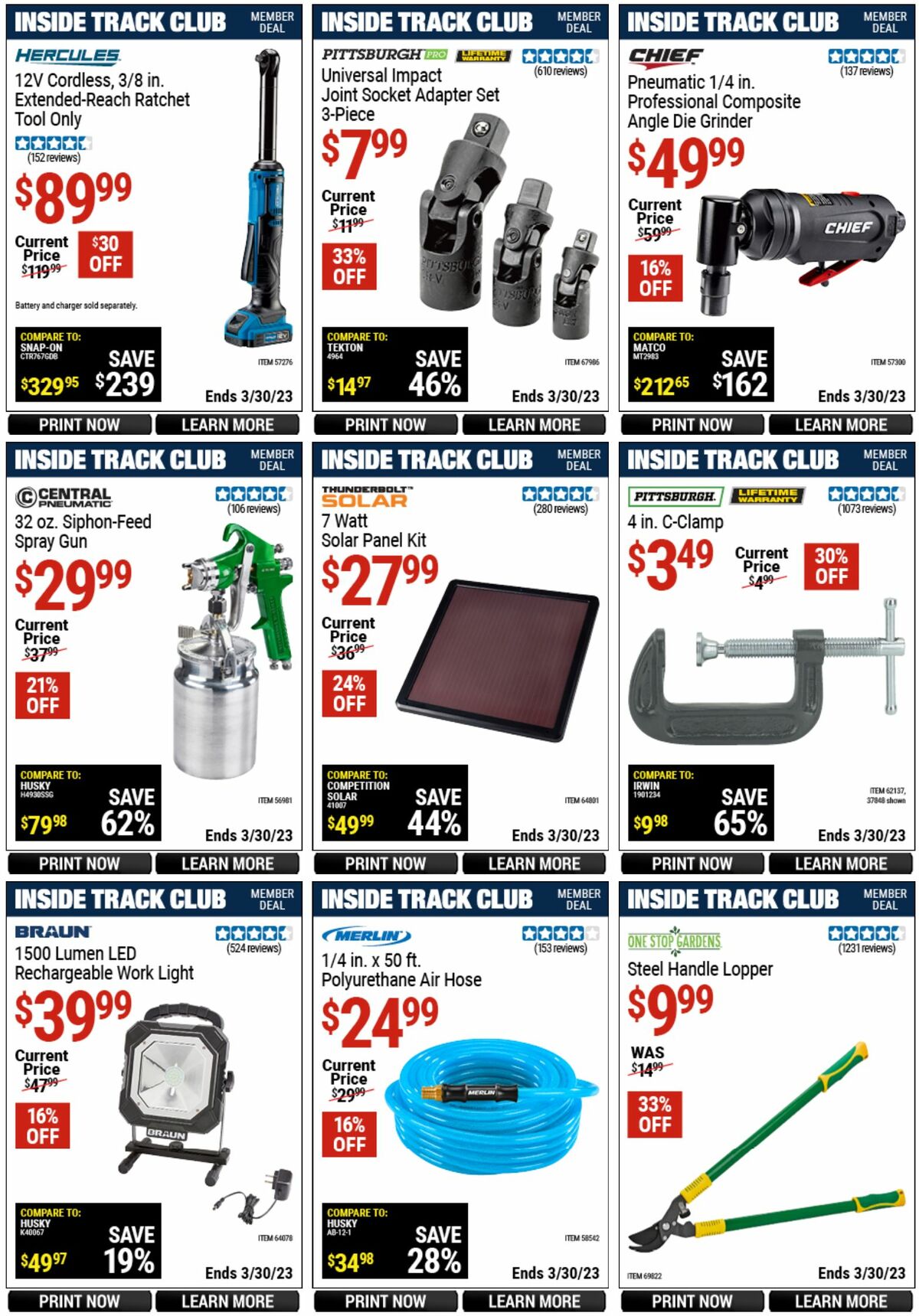 Harbor Freight Tools Inside Track Club Member Deals Weekly Ad from March 12