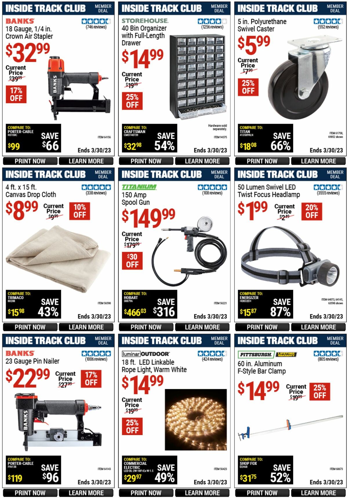 Harbor Freight Tools Inside Track Club Member Deals Weekly Ad from March 12