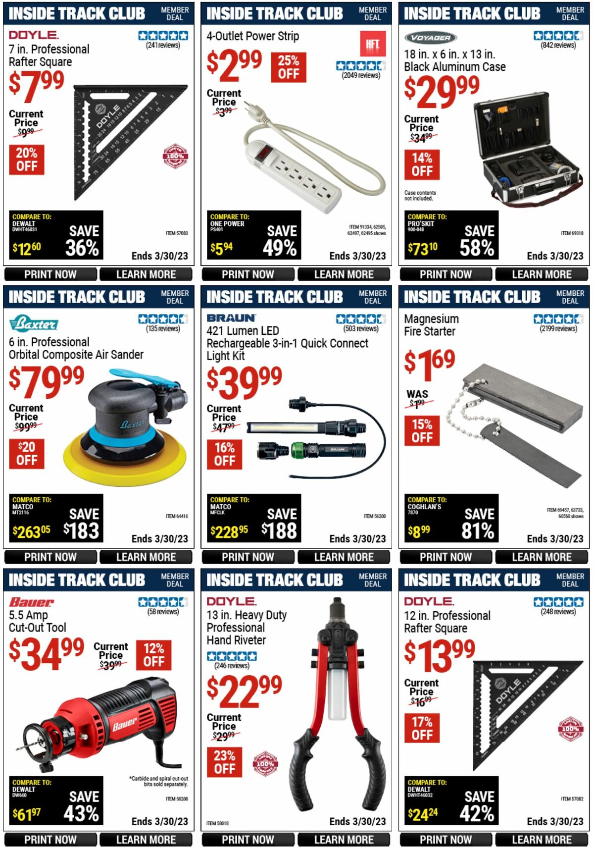 Harbor Freight Tools Inside Track Club Member Deals Weekly Ad from March 12
