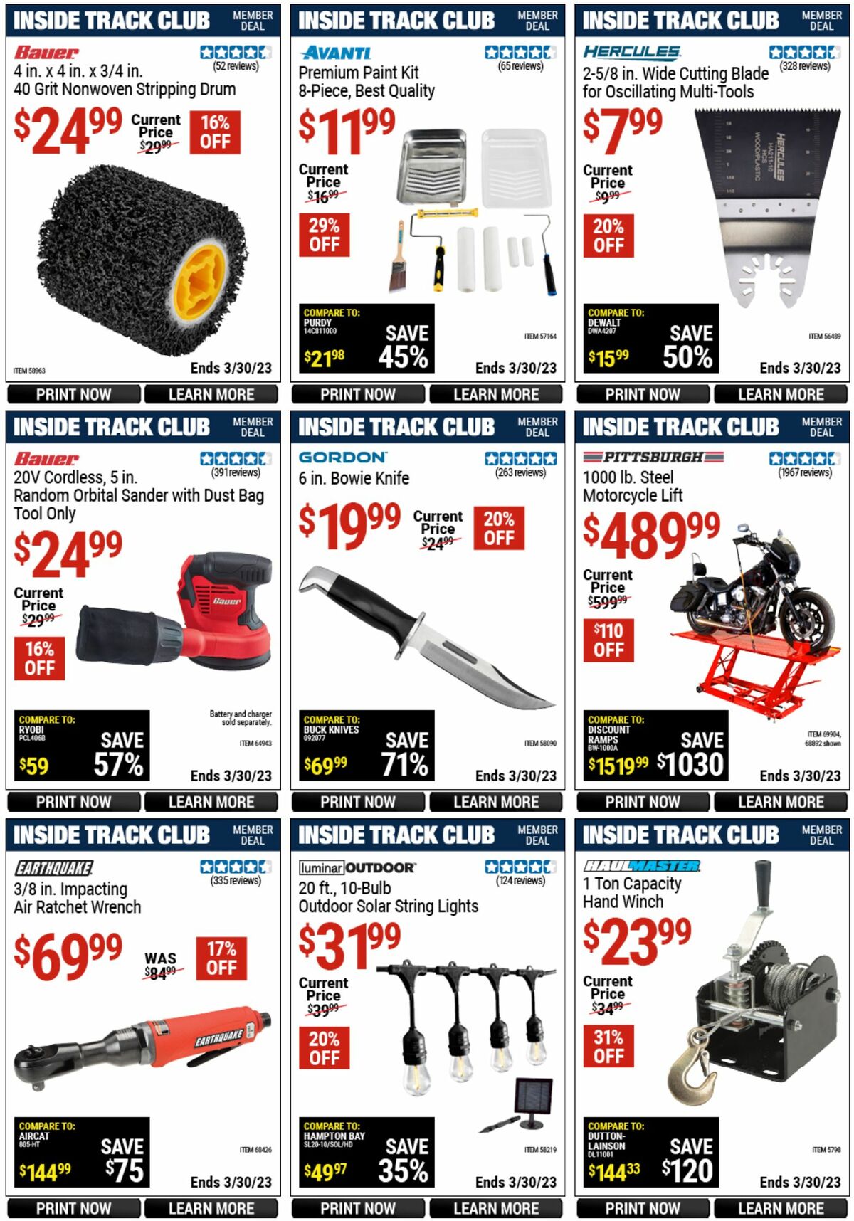 Harbor Freight Tools Inside Track Club Member Deals Weekly Ad from March 12