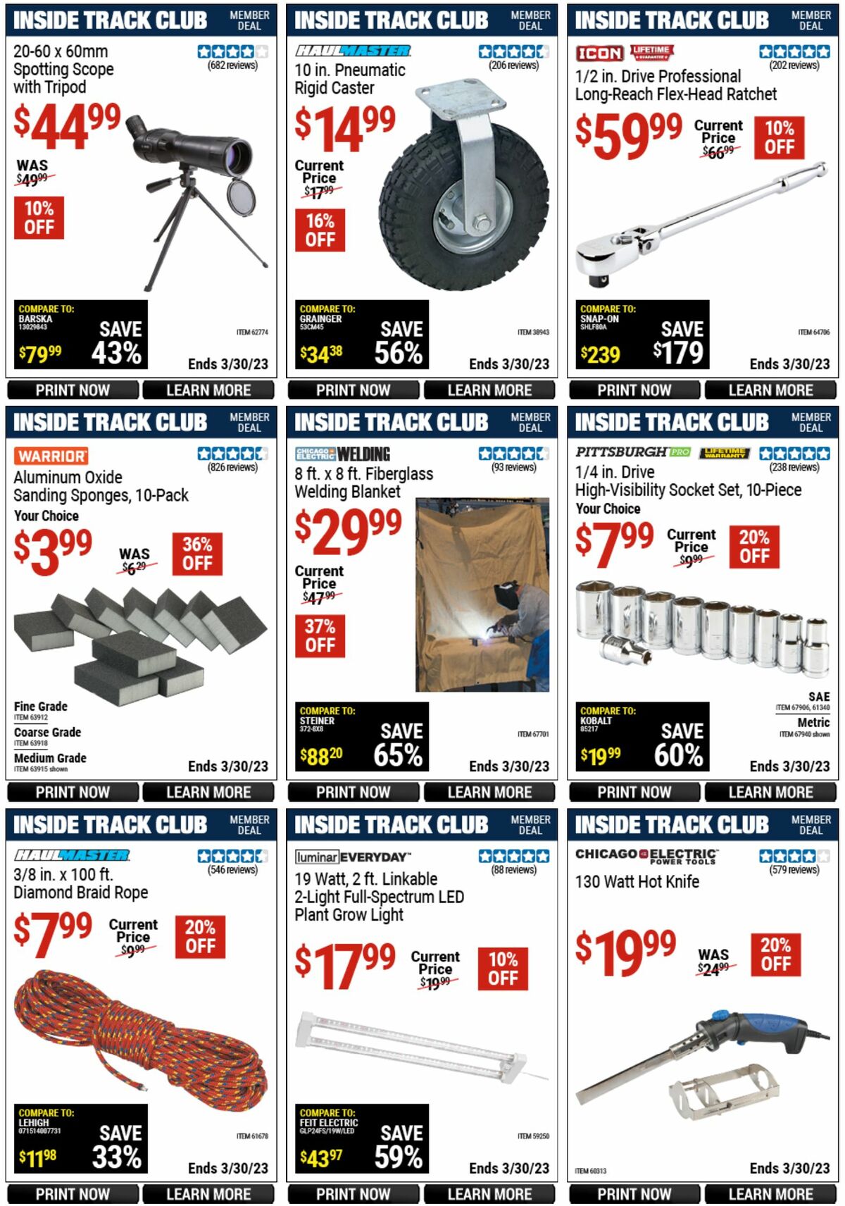 Harbor Freight Tools Inside Track Club Member Deals Weekly Ad from March 12