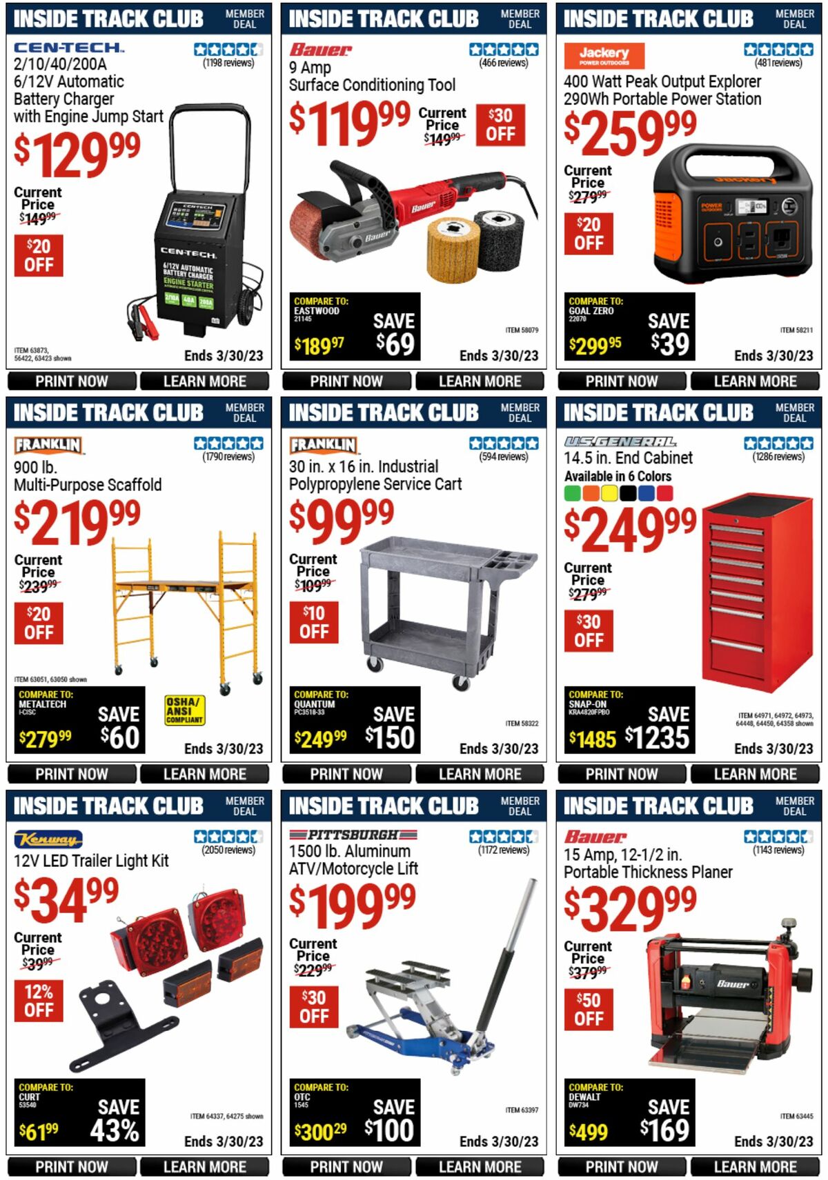 Harbor Freight Tools Inside Track Club Member Deals Weekly Ad from March 12