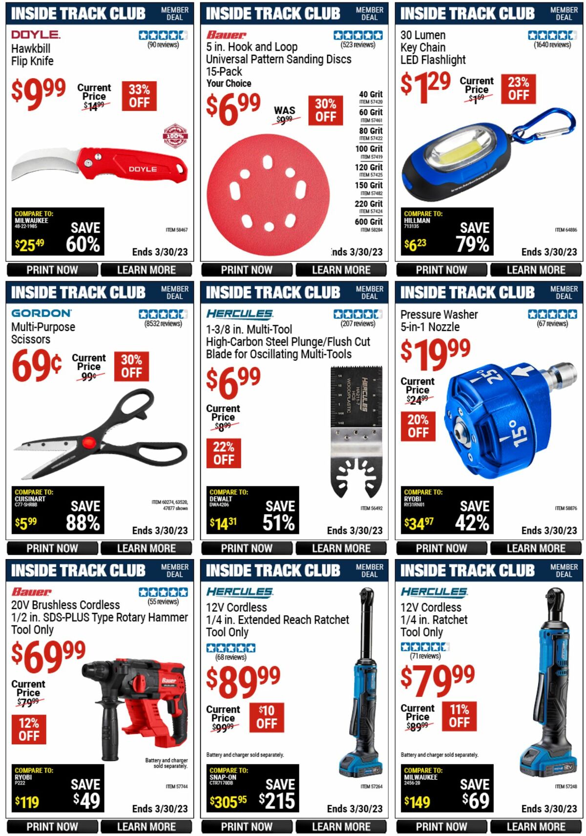 Harbor Freight Tools Inside Track Club Member Deals Weekly Ad from March 12