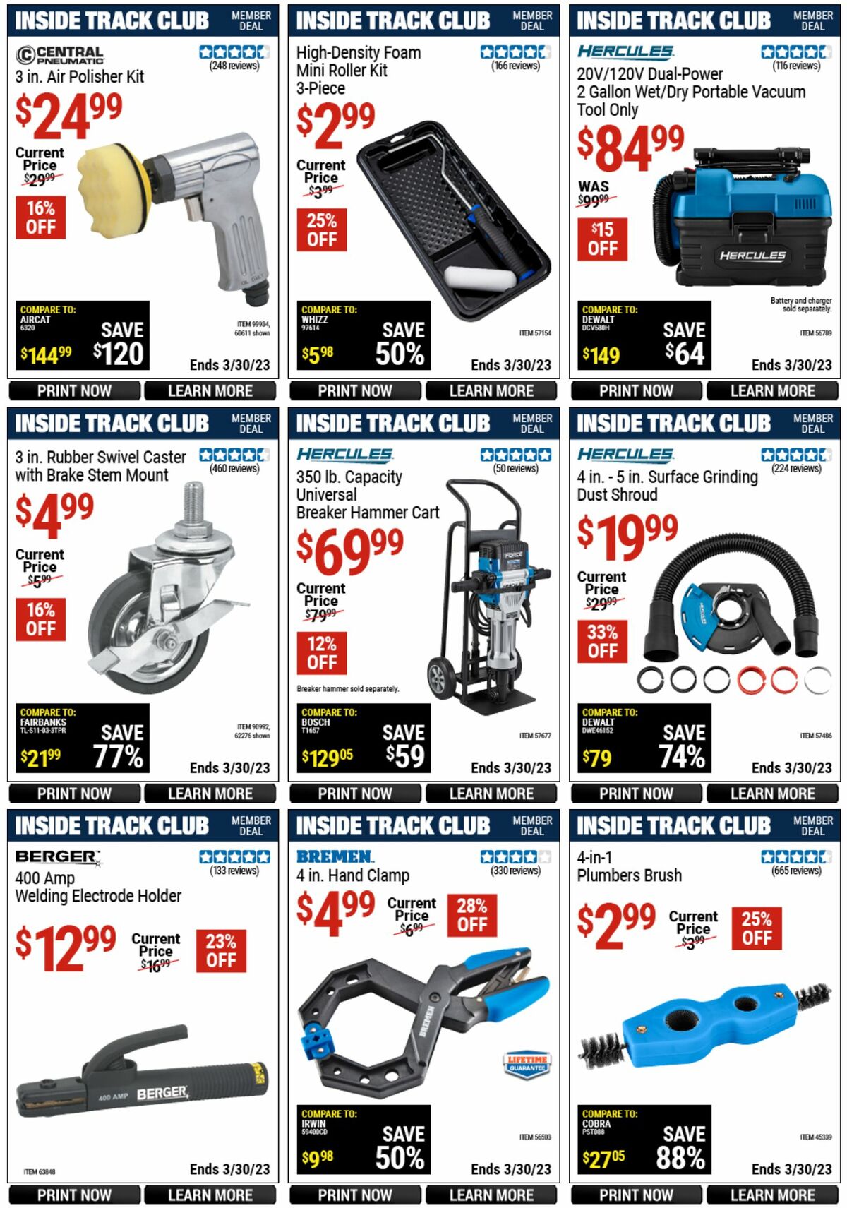 Harbor Freight Tools Inside Track Club Member Deals Weekly Ad from March 12