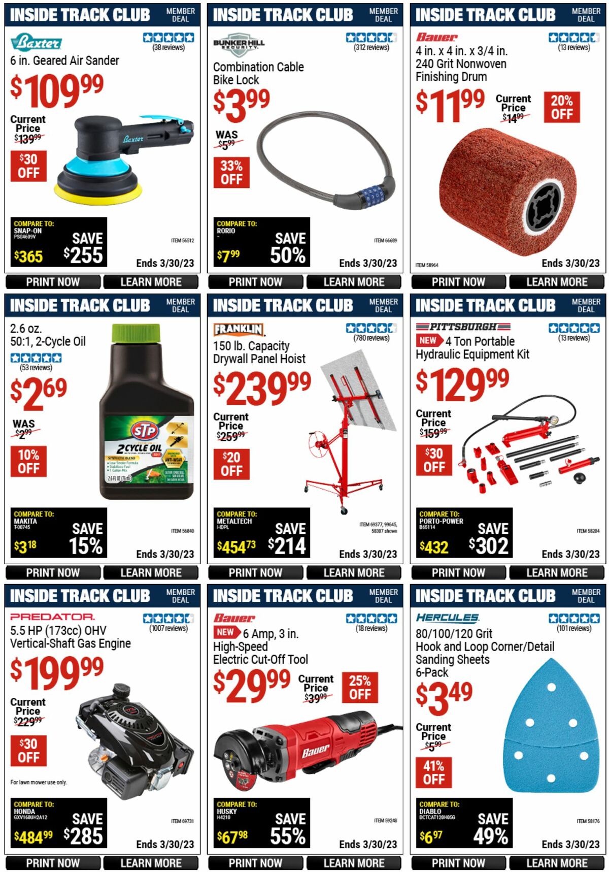 Harbor Freight Tools Inside Track Club Member Deals Weekly Ad from March 12