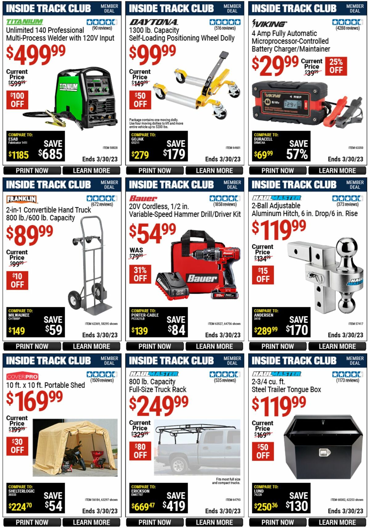 Harbor Freight Tools Inside Track Club Member Deals Weekly Ad from March 12