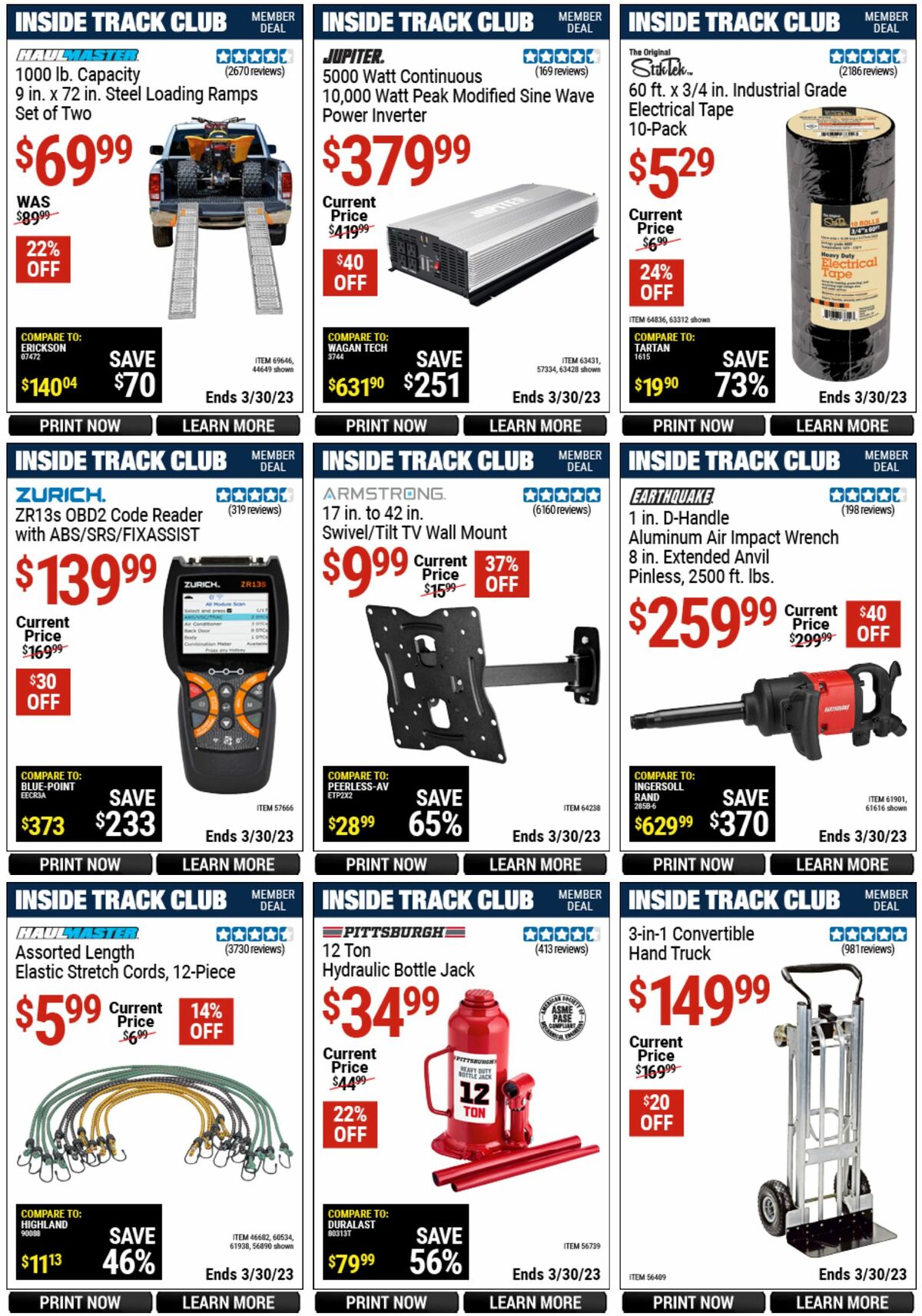 Harbor Freight Tools Inside Track Club Member Deals Weekly Ad from March 12