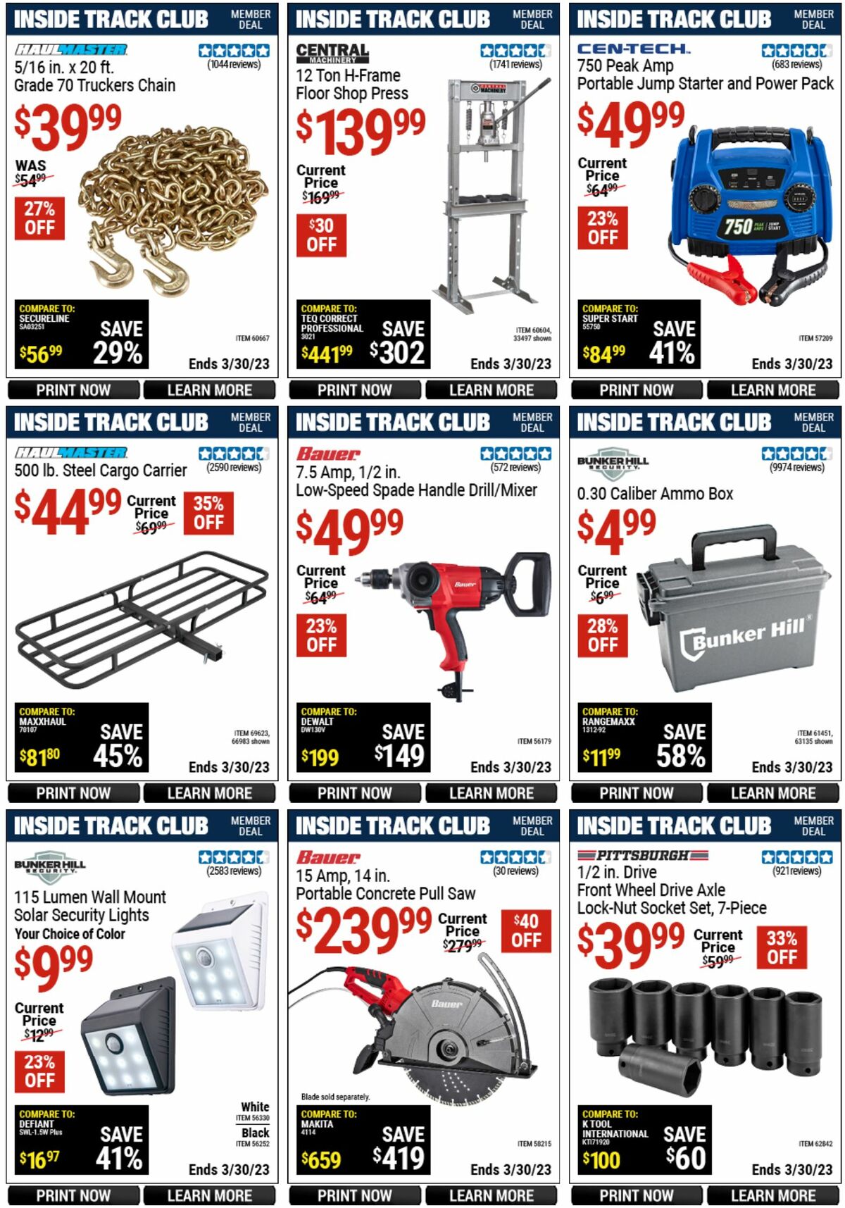 Harbor Freight Tools Inside Track Club Member Deals Weekly Ad from March 12