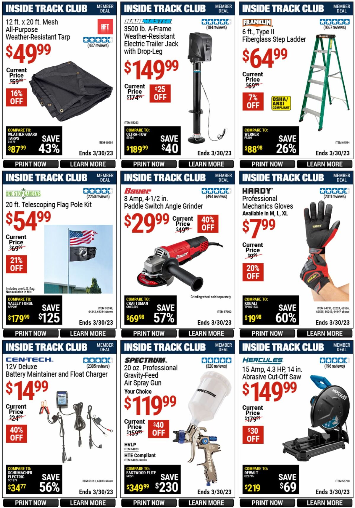 Harbor Freight Tools Inside Track Club Member Deals Weekly Ad from March 12