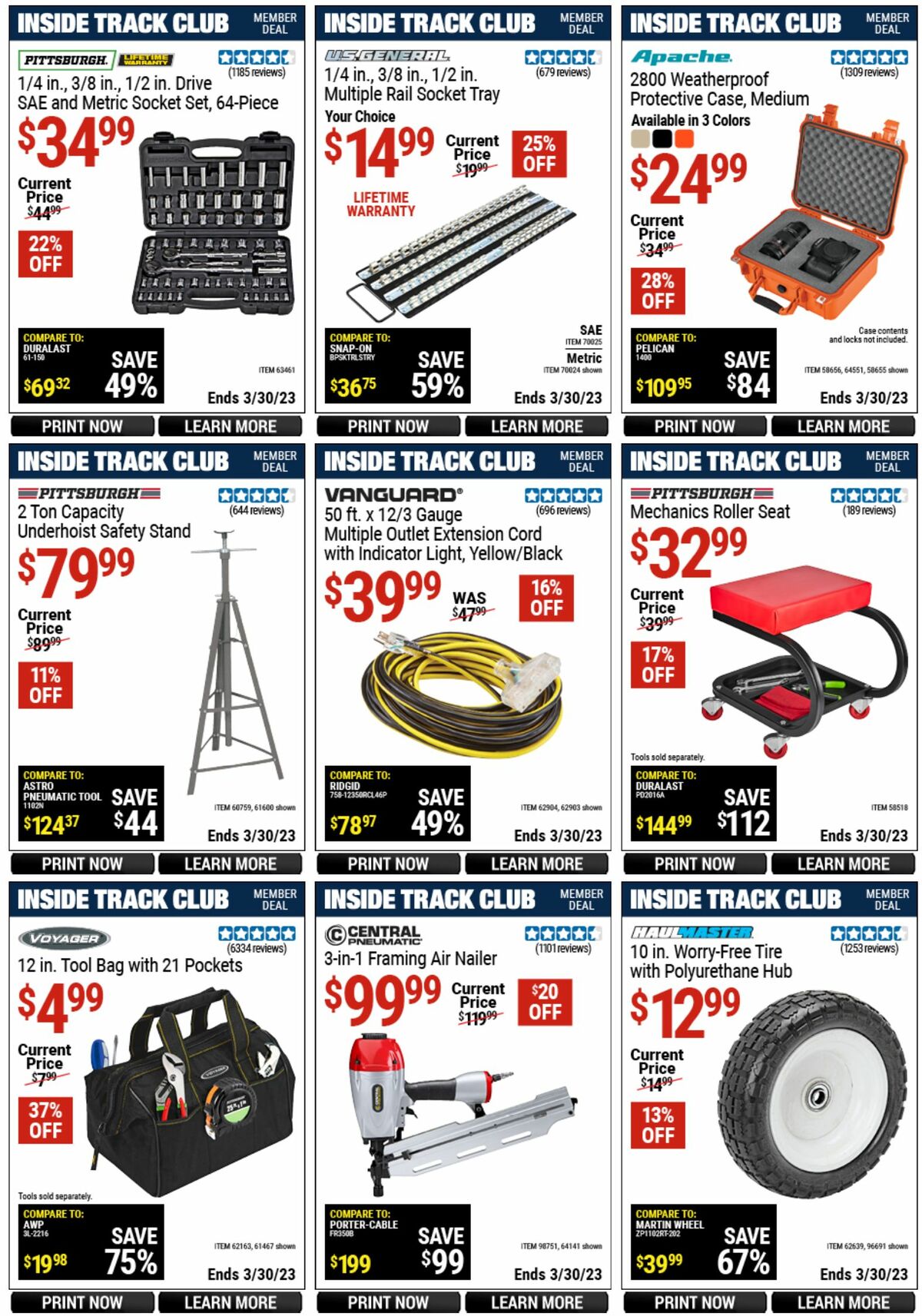 Harbor Freight Tools Inside Track Club Member Deals Weekly Ad from March 12