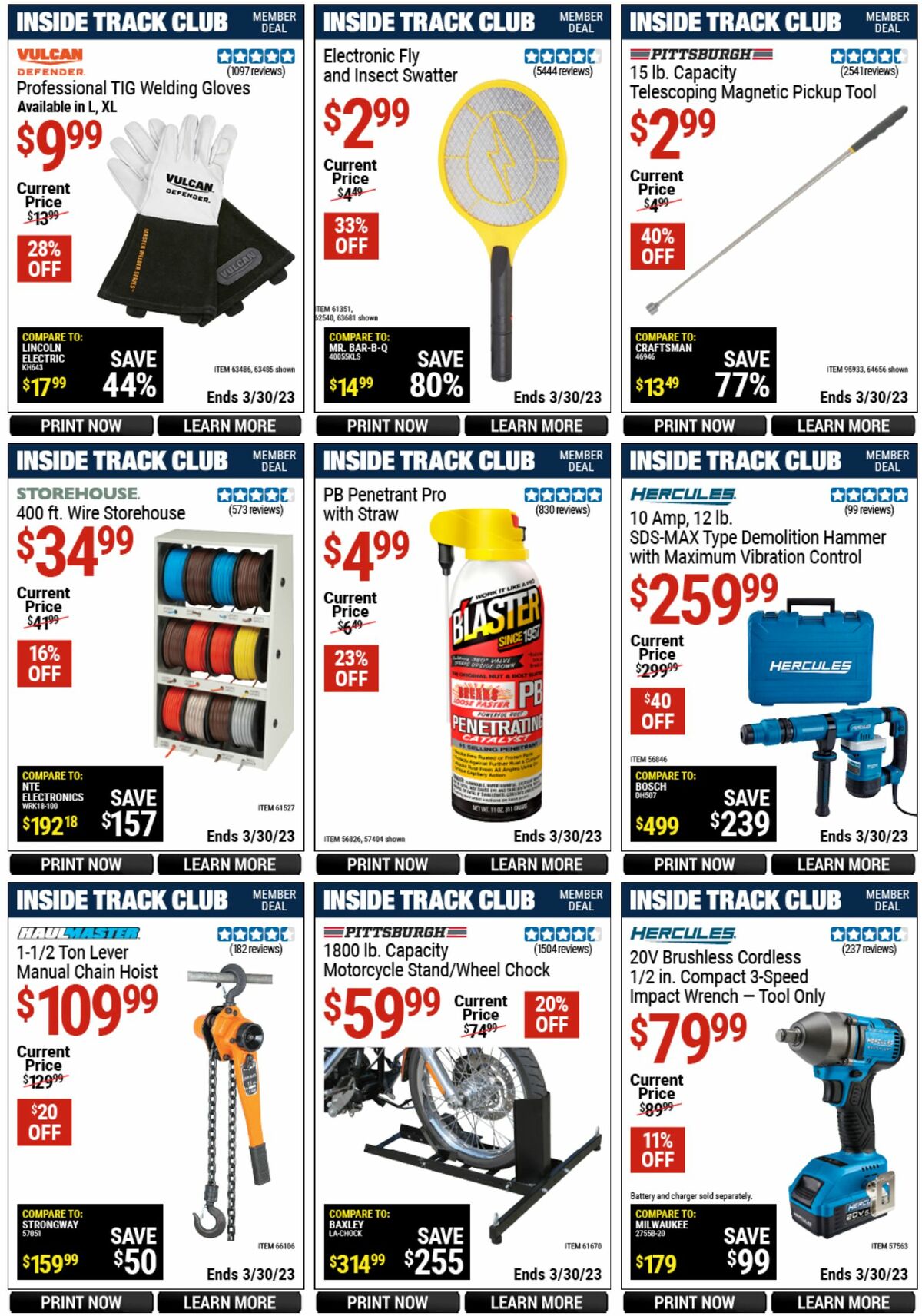 Harbor Freight Tools Inside Track Club Member Deals Weekly Ad from March 12