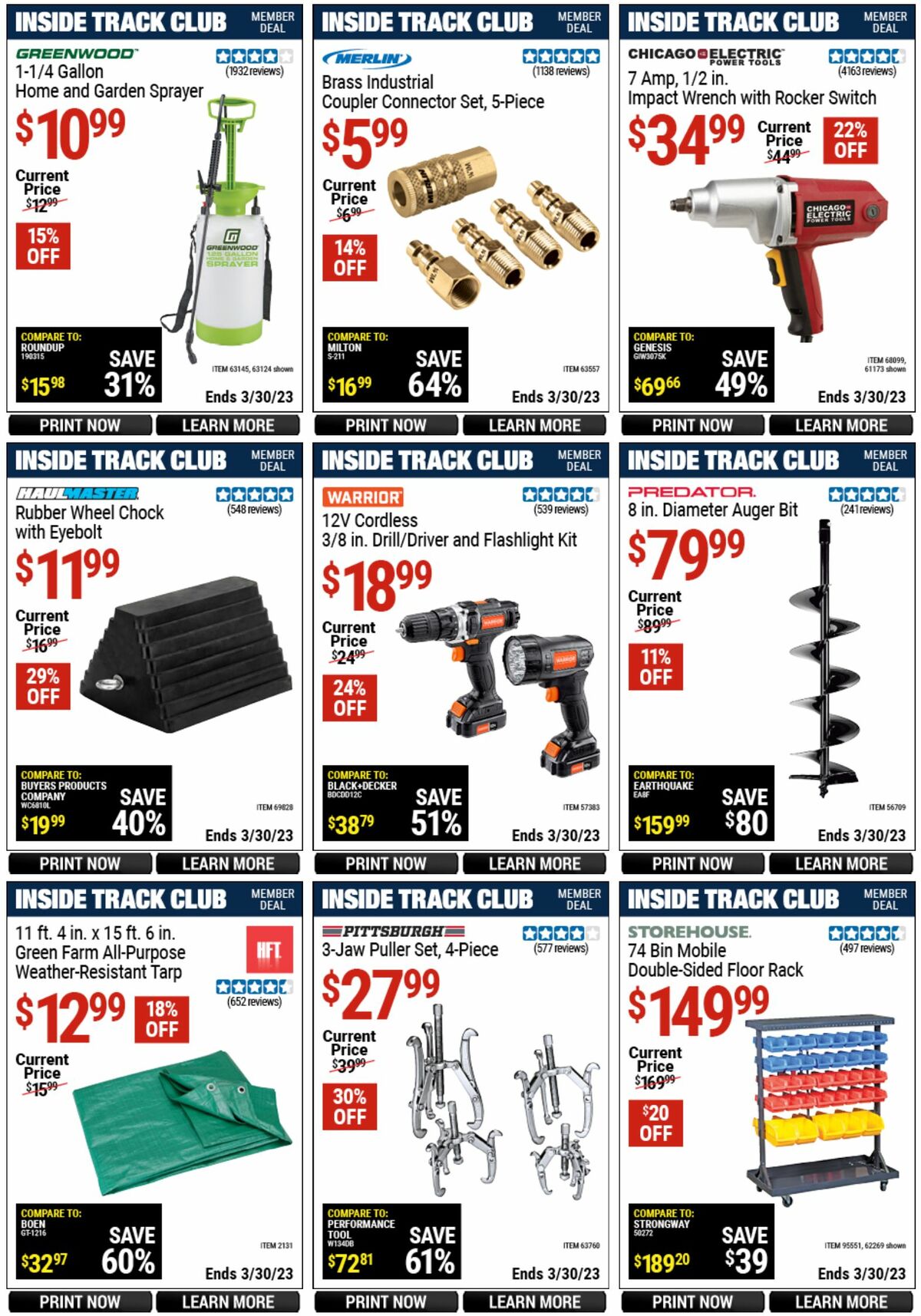 Harbor Freight Tools Inside Track Club Member Deals Weekly Ad from March 12