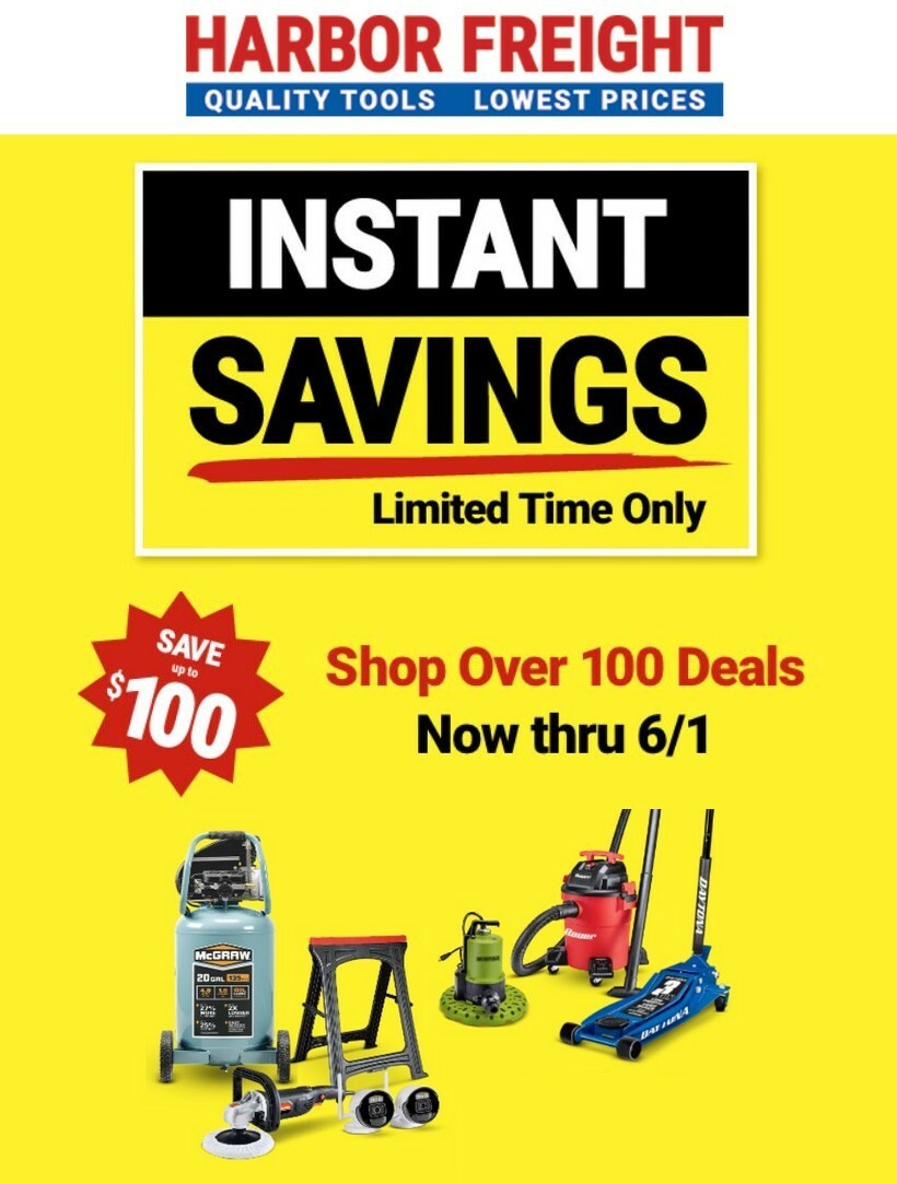 Harbor Freight Tools Instant Savings Weekly Ad from May 9