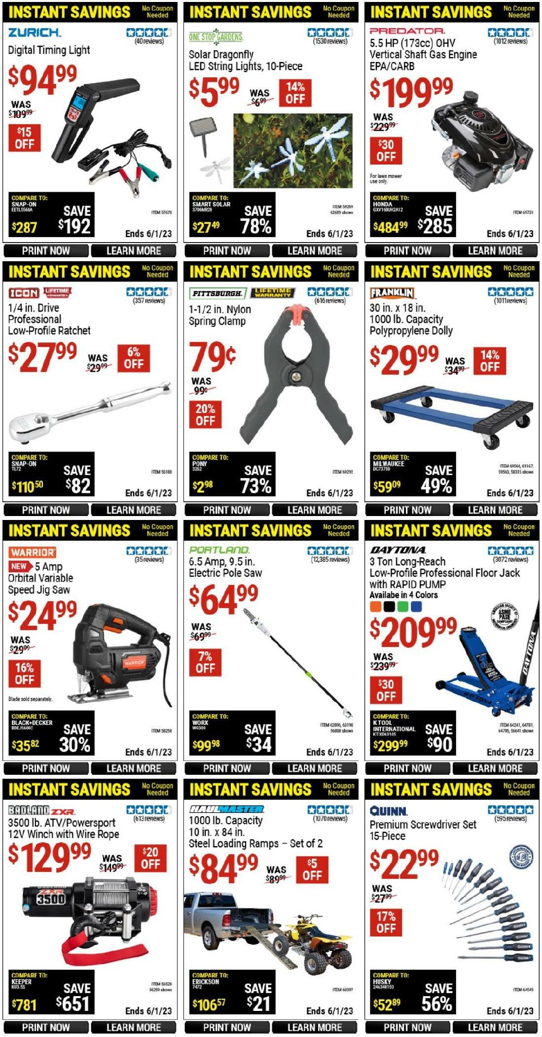Harbor Freight Tools Instant Savings Weekly Ad from May 9