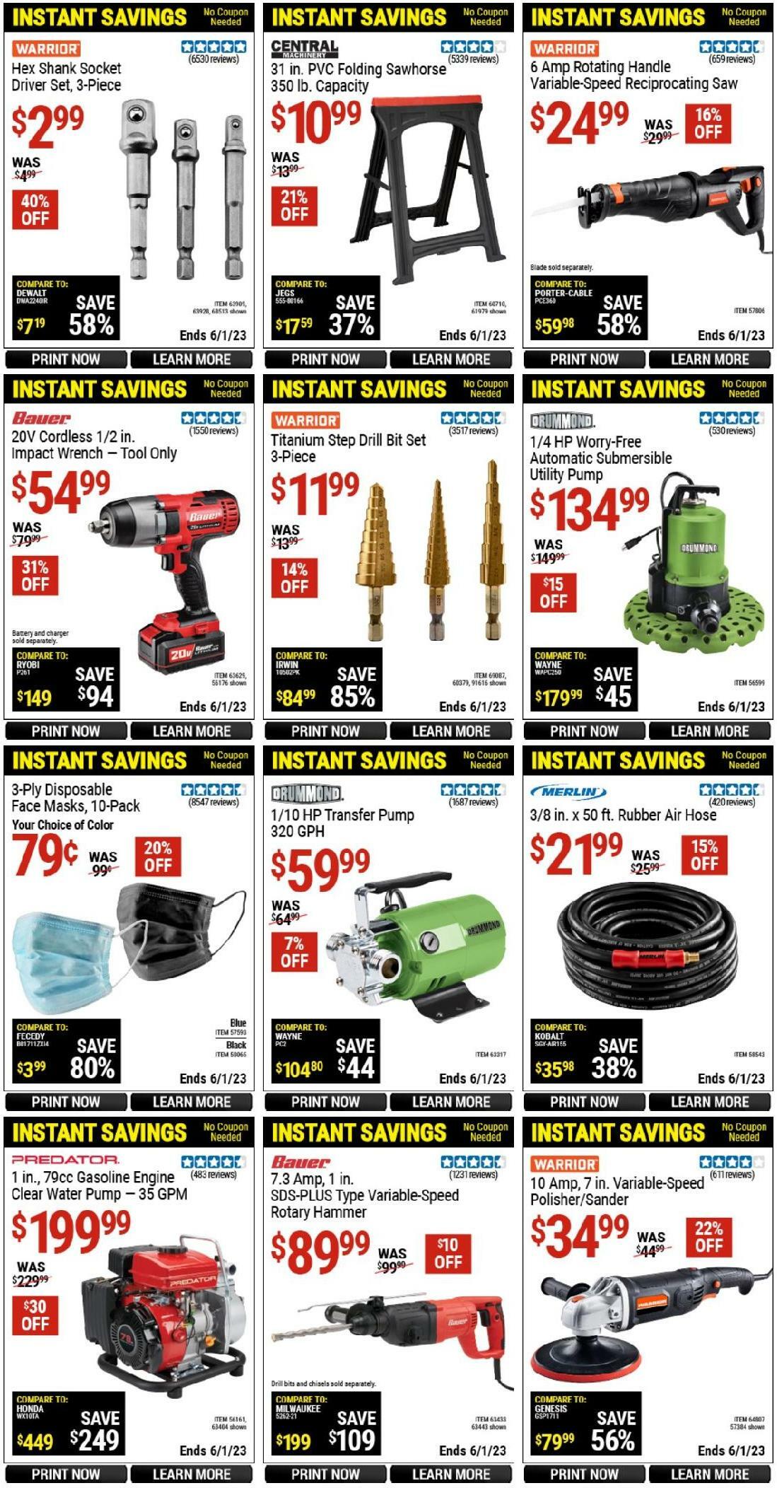 Harbor Freight Tools Instant Savings Weekly Ad from May 9