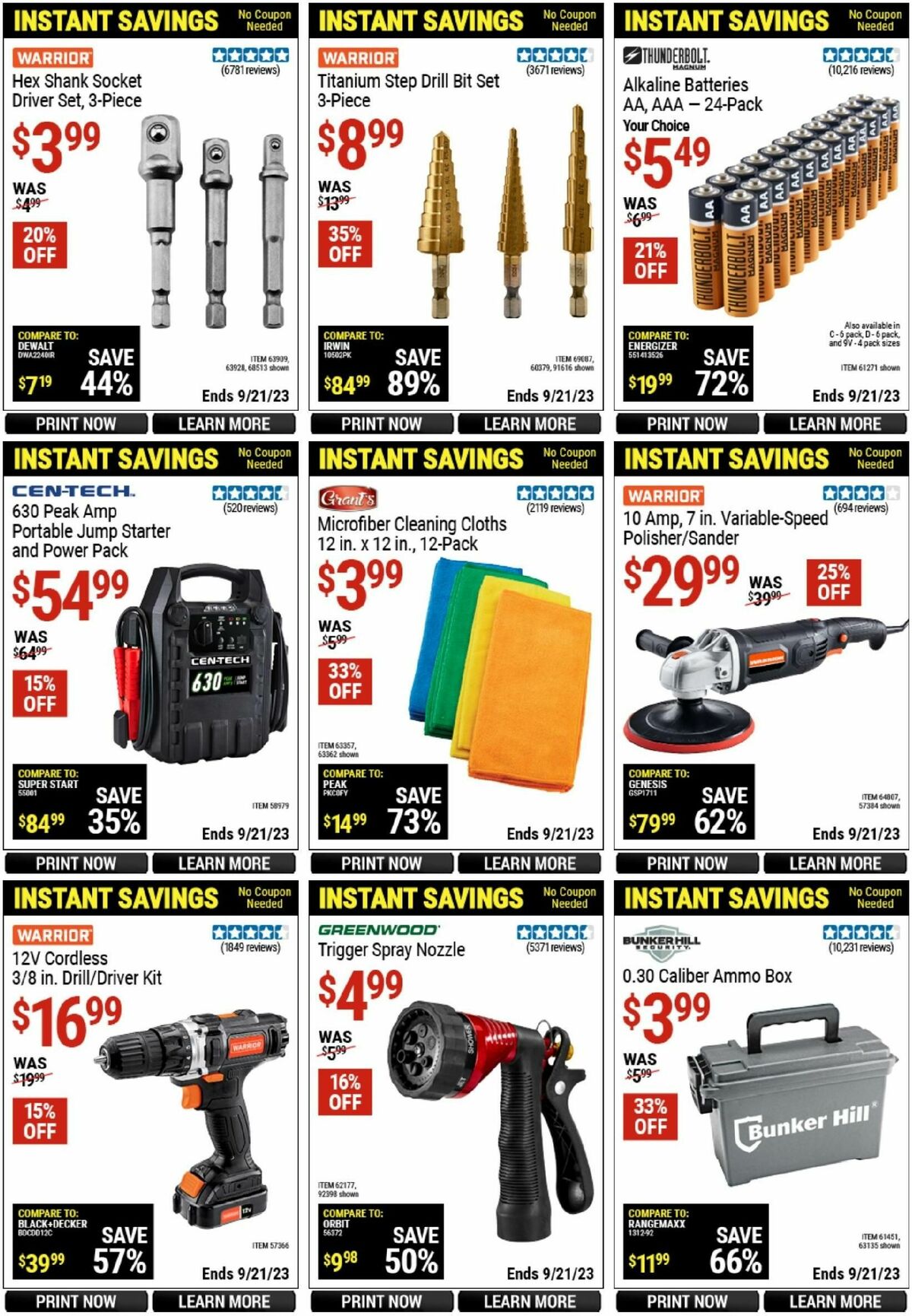 Harbor Freight Tools Instant Savings Weekly Ad from August 21