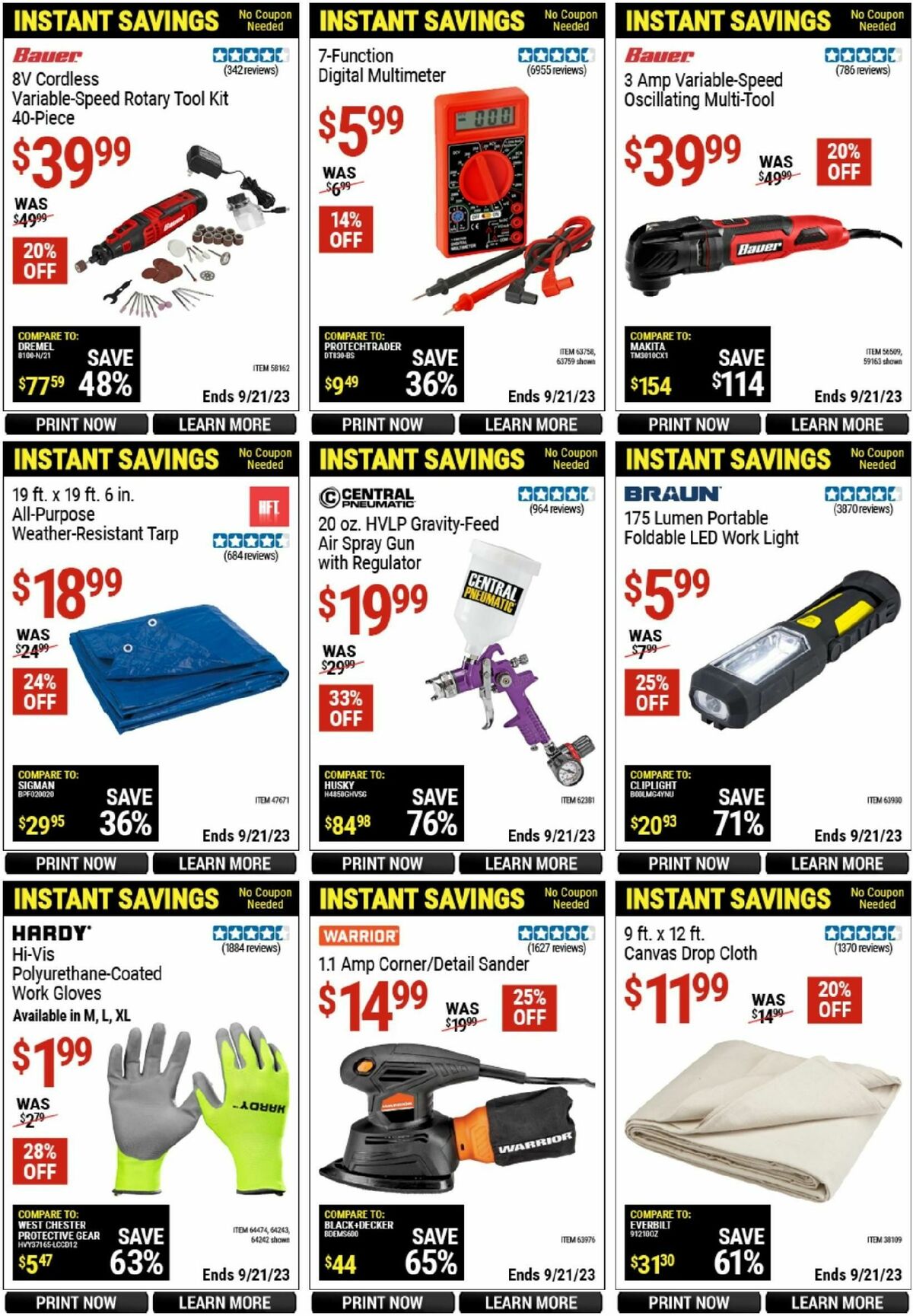 Harbor Freight Tools Instant Savings Weekly Ad from August 21