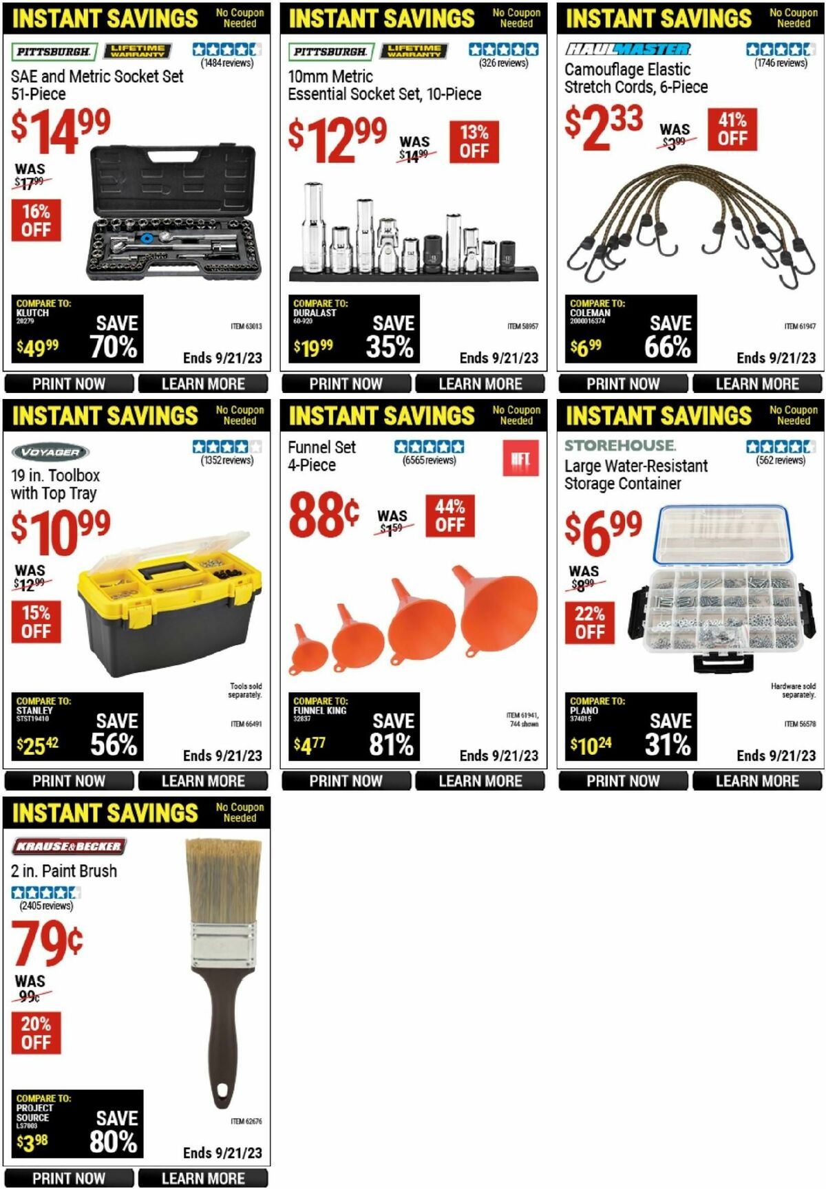 Harbor Freight Tools Instant Savings Weekly Ad from August 21