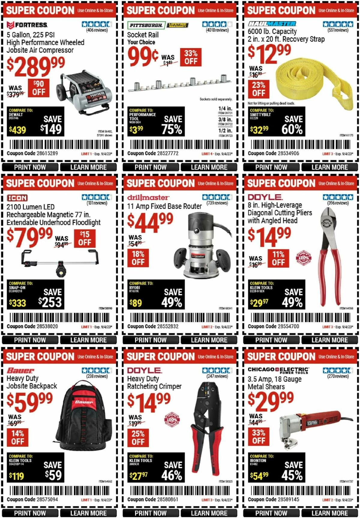 Harbor Freight Tools Weekly Ad from August 21