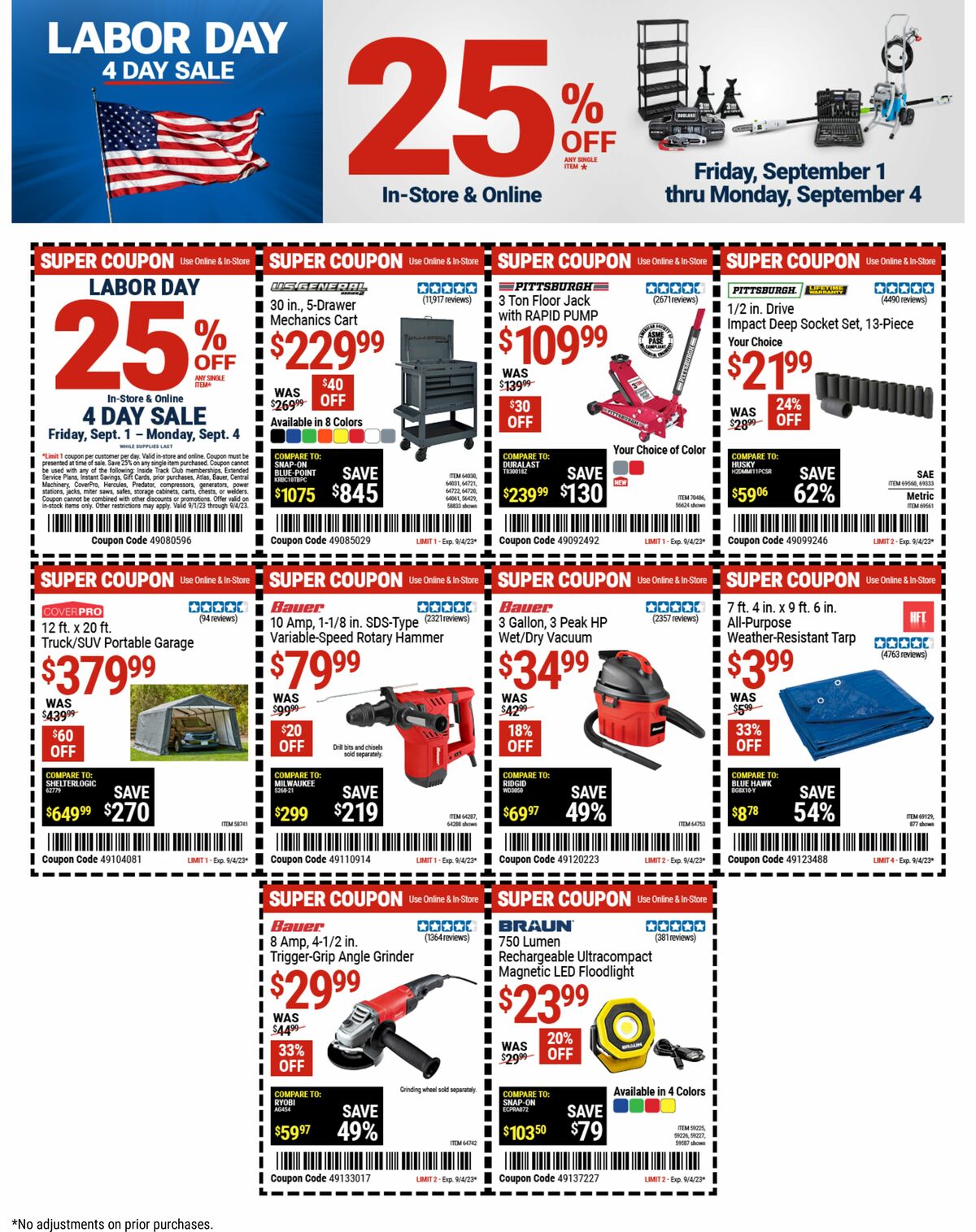 Harbor Freight Tools Labor Day Weekly Ad from September 1