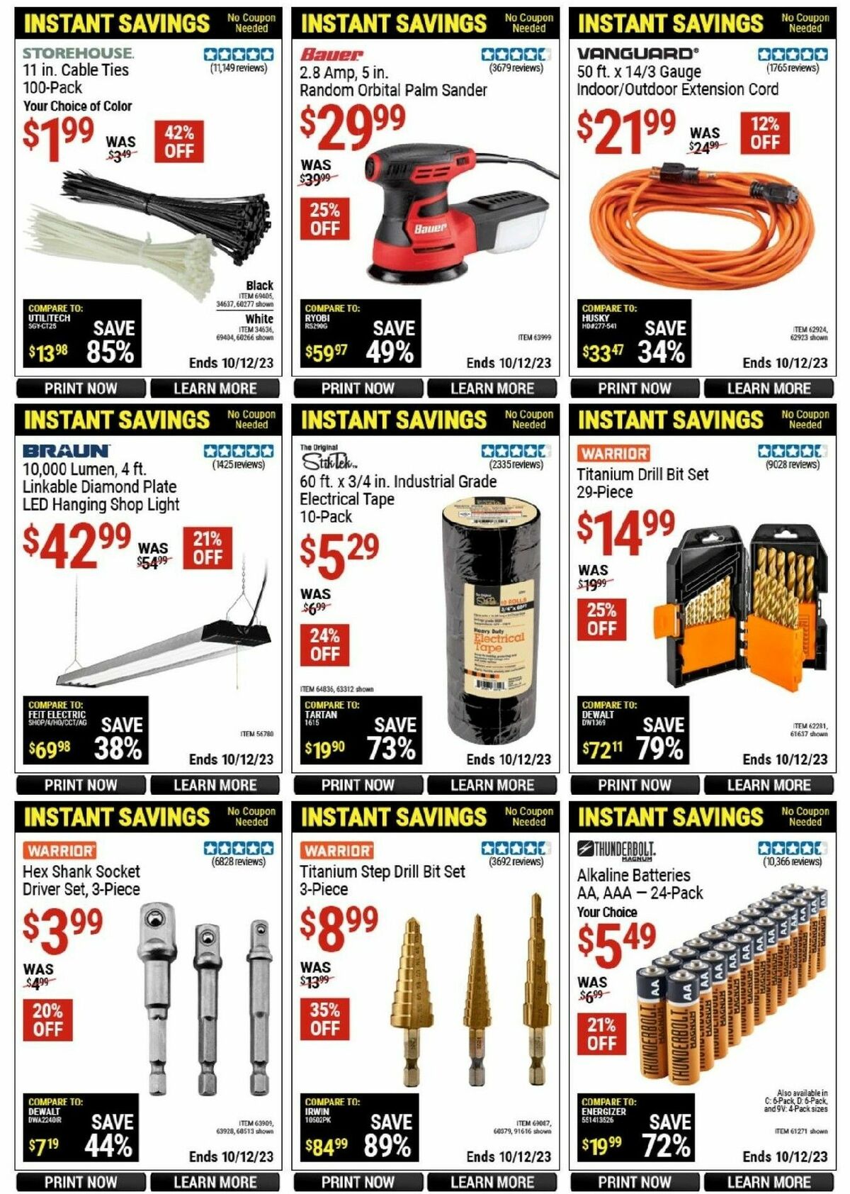 Harbor Freight Tools Instant Savings Weekly Ad from September 23